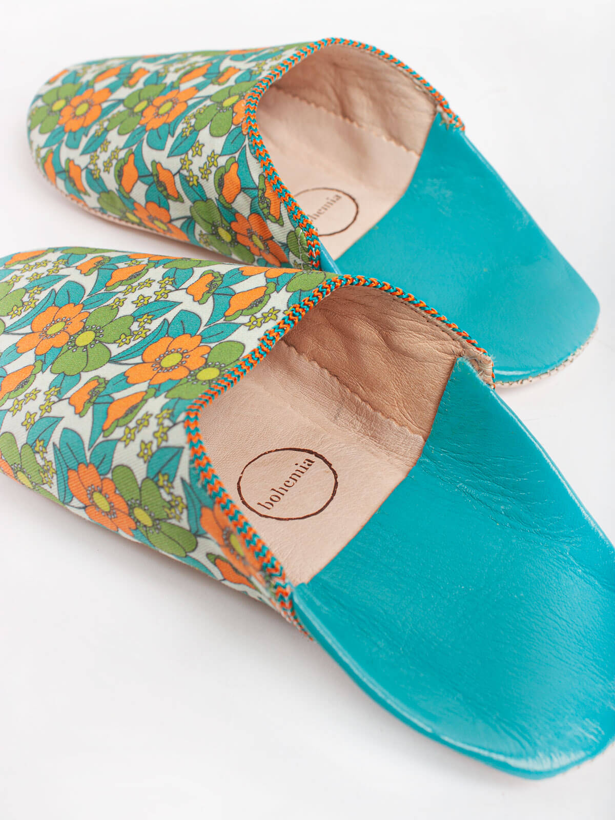 Margot Floral Babouche Slippers for Women - Aqua Blue Comfortable House Shoes | Perfect for Indoor Lounging, Spa Days & Cozy Home Wear