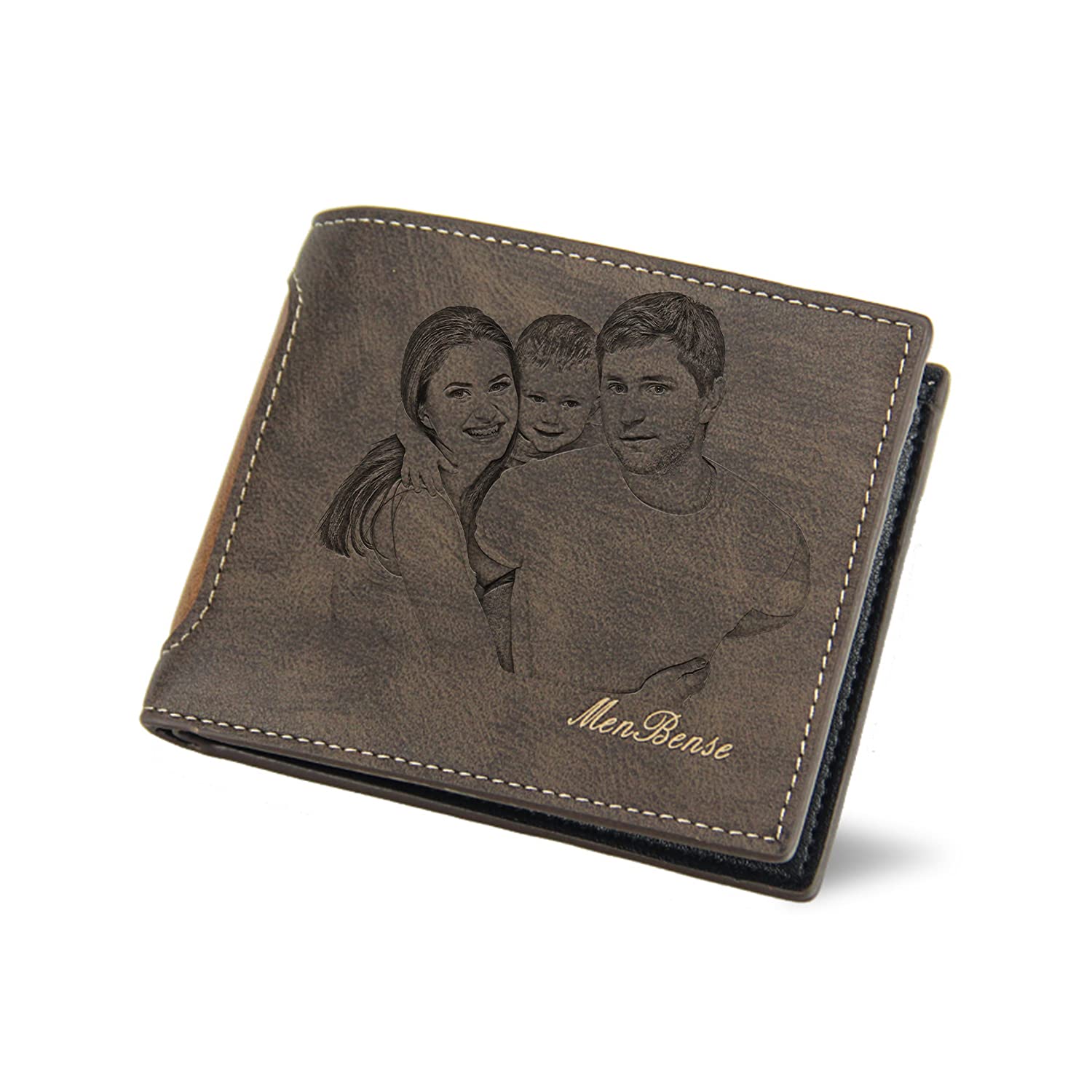 Personalized Engraved Leather Wallet for Men - Custom Photo & Name Gift for Dad, Husband, Son - Perfect for Birthdays, Anniversaries & Special Occasions
