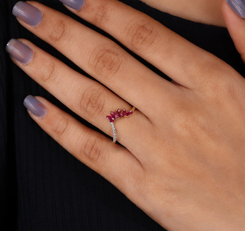 Stunning Red Ruby Marquise Cut Zircon Ring for Women – Elegant Jewelry Gift for Engagement, Anniversary & Special Occasions