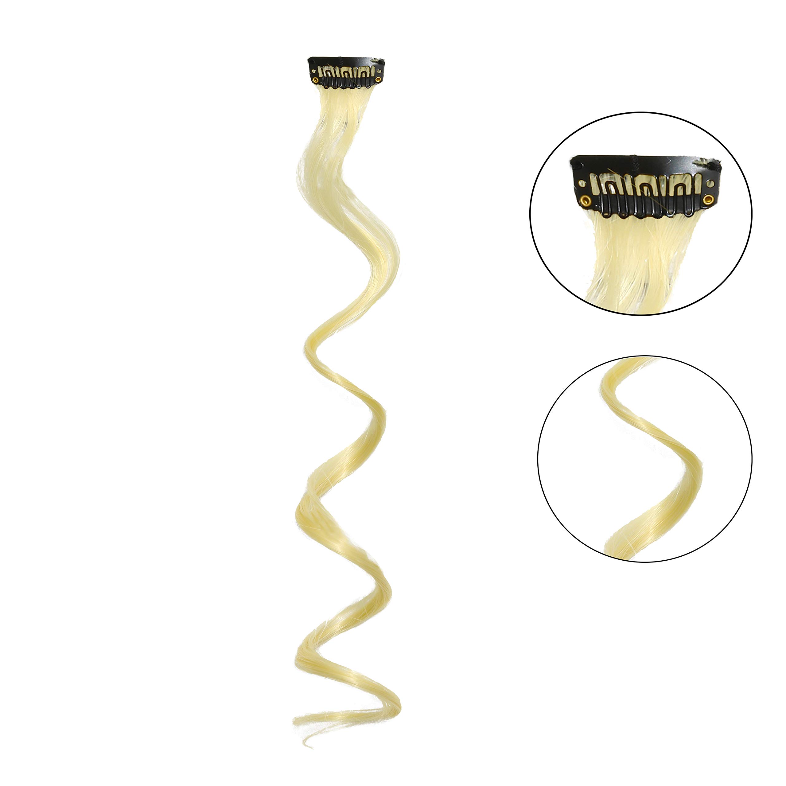 Rapidsflow® Real Human Hair Extensions for Women & Girls - Curly Blonde Clip-in Hair Streaks for Highlighting | Perfect for Parties, Cosplay & Daily Styling