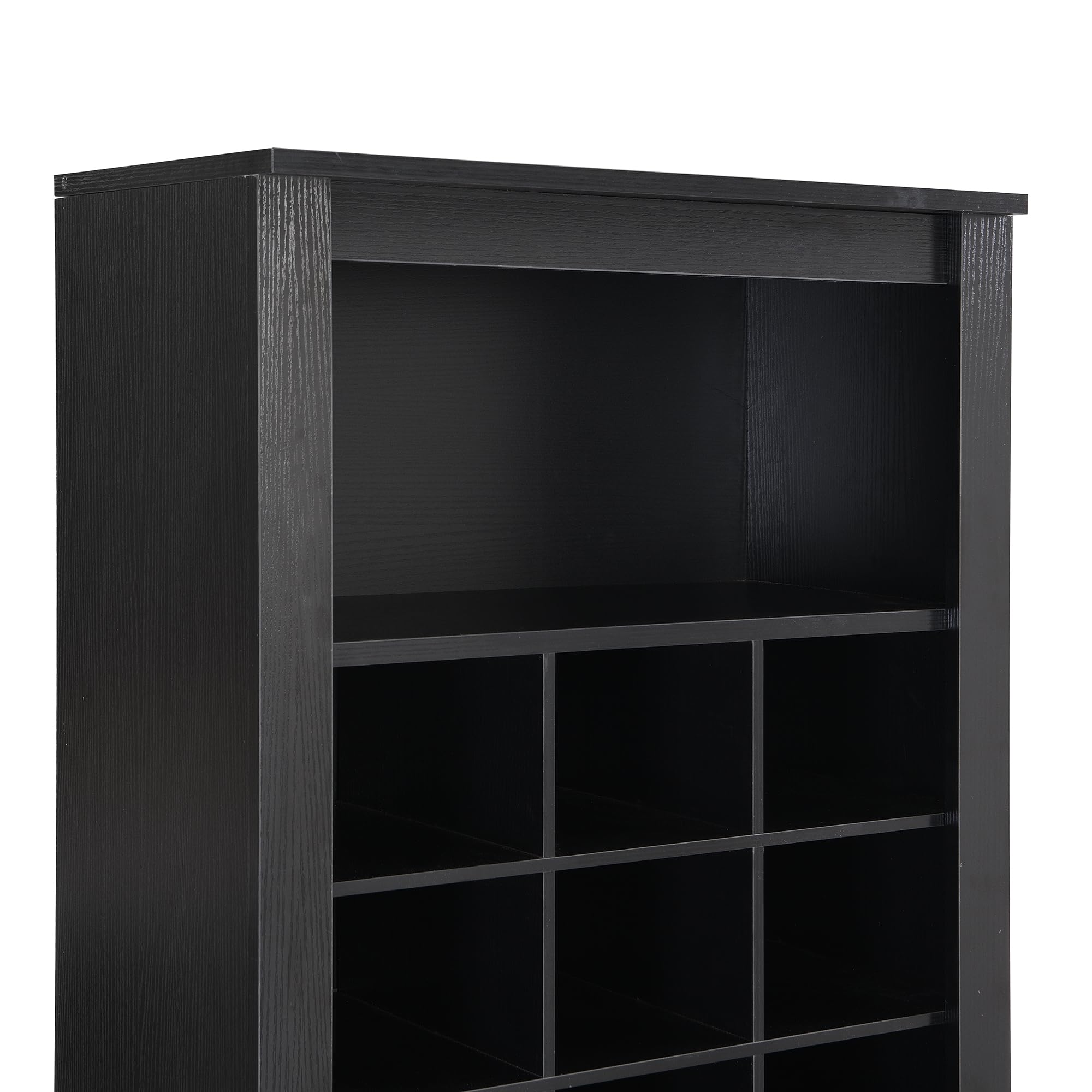 10-Tier Wooden Shoe Storage Cabinet with 30 Cubbies - Freestanding Tall Shoe Rack Organizer for Entryway, Living Room, Bedroom - Space Saving Shoe Shelf for Sneakers, Boots & Heels (Black)