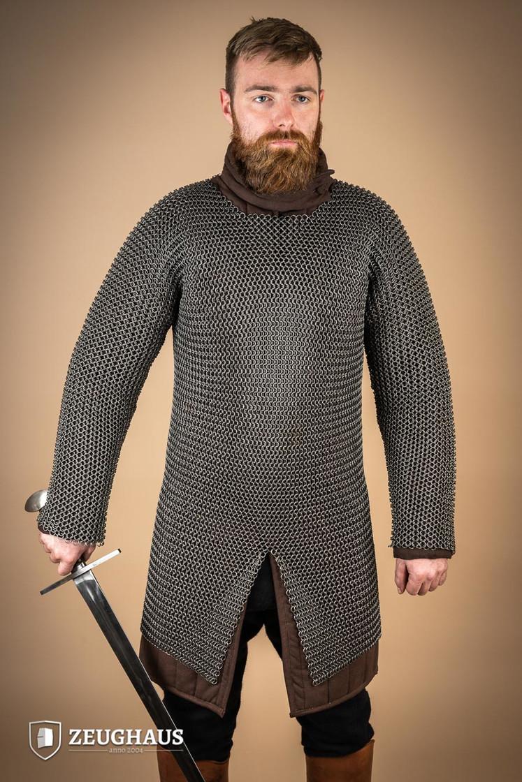 Chainmail Hauberk Armor - 9mm Steel Round Ring Medieval Knight Costume for LARP, Cosplay & Renaissance Fairs | Oil-Finished for Durability & Authentic Look