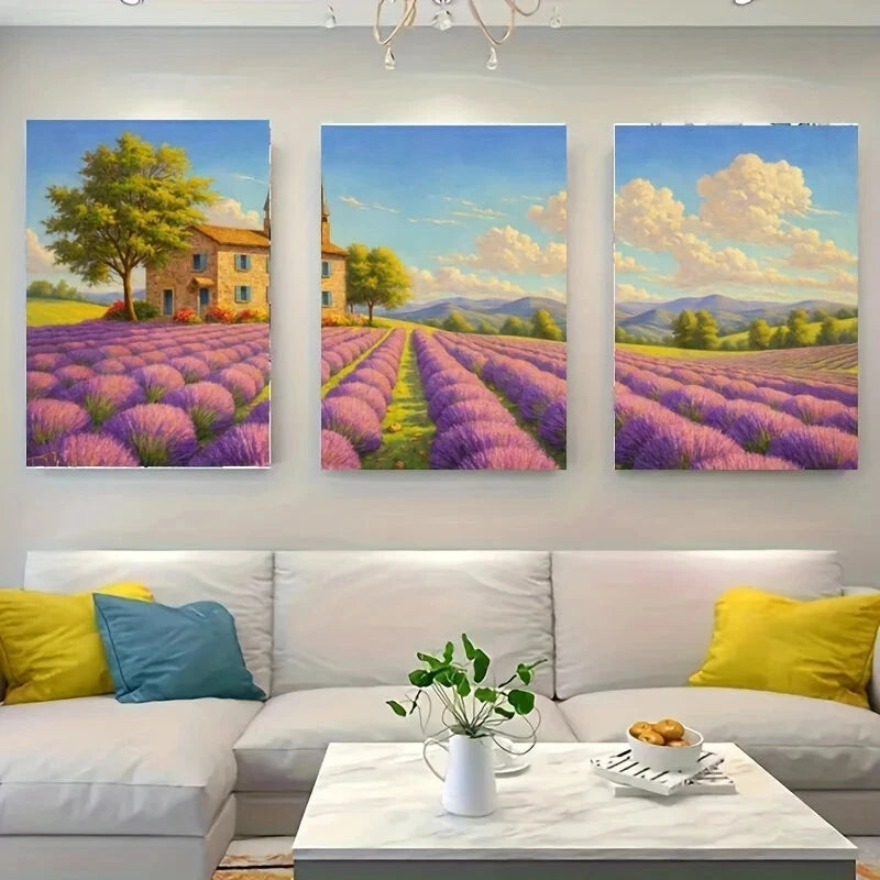 3pcs Stone House Metal Print Wall Art - Ready to Hang, Durable & Vibrant - Perfect for Living Room, Bedroom & Office Decor