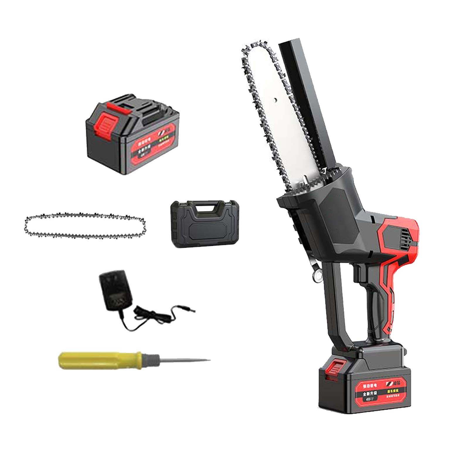 Portable Electric Handheld Chainsaw with 2 Batteries & Chains - 22.5cm Guide Plate for Tree Branch Cutting, Wood Pruning & Gardening - Perfect for DIY Landscaping, Yard Maintenance & Outdoor Projects