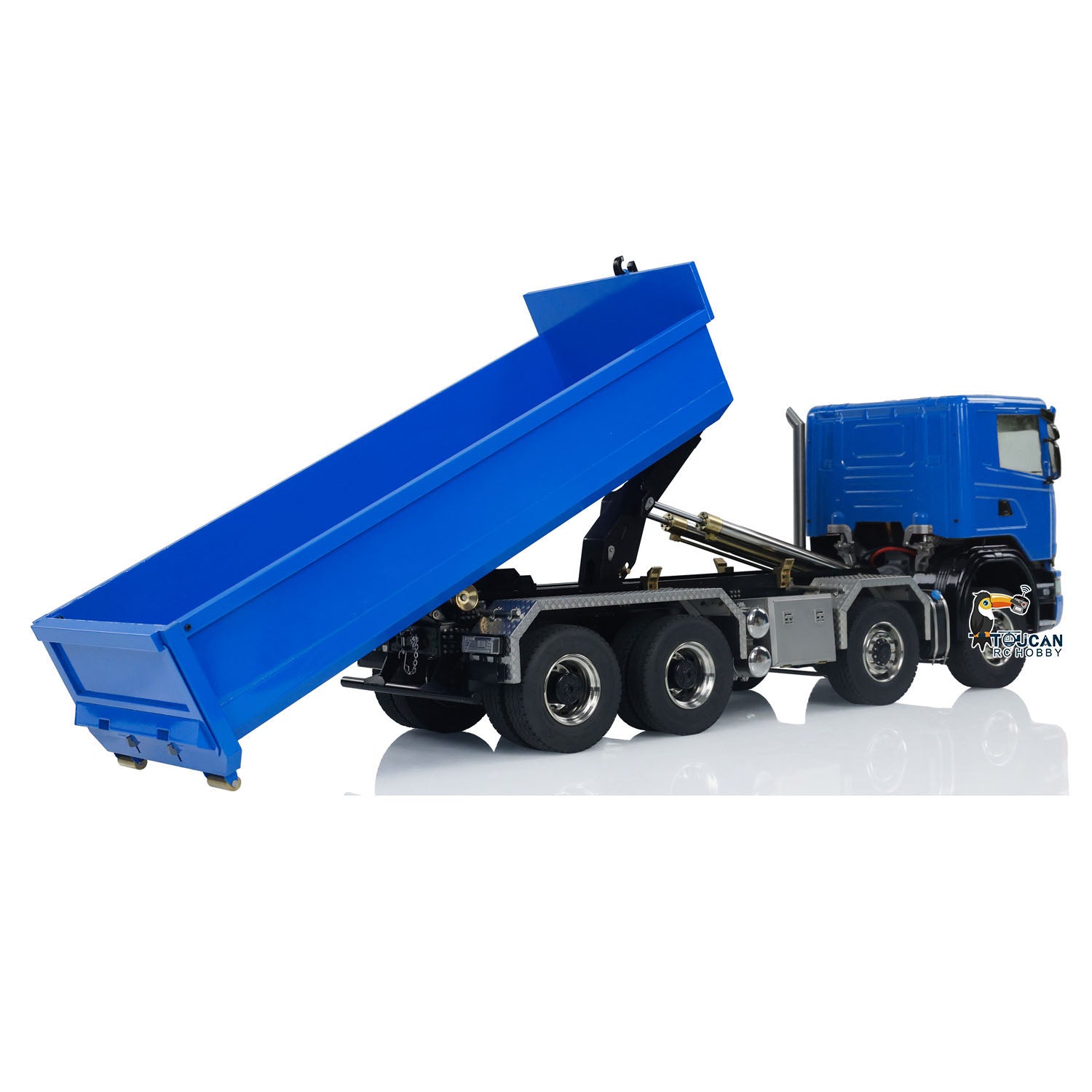 1:14 Scale 8x8 RC Hydraulic Dump Truck with Roll On/Off Function - Remote Controlled Tipper Car with Realistic Sounds & LED Lights - U-Shaped High Bucket & Timber Flatbed for Construction Site Play & Collectors - Perfect for Kids Outdoor Play, Construction Toy Enthusiasts, and RC Vehicle Lovers