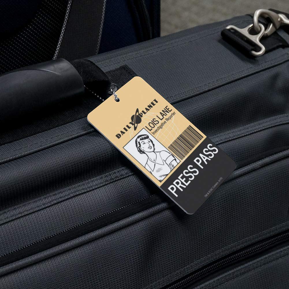 Superman Lois Lane Press Pass Luggage Tag - Durable Suitcase ID Card Holder for Carry-On Bags - Perfect for Travel, Cosplay & Comic Book Fans