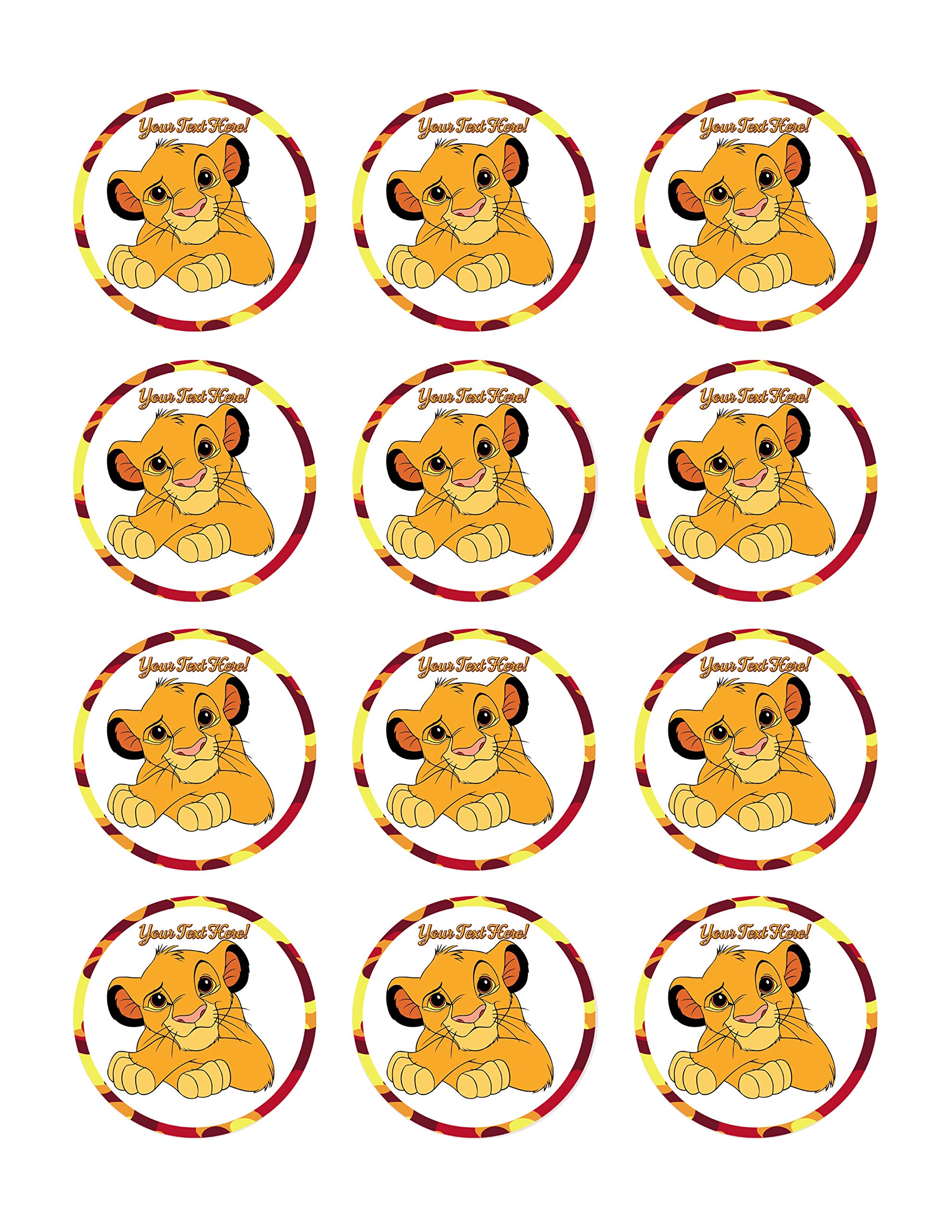 Edible Lion Cupcake Toppers - 2 Inch Cute Fondant Decorations for Birthday Cakes (12 Pieces per Sheet) - Perfect for Kids Parties, Baby Showers & Baking Decorations