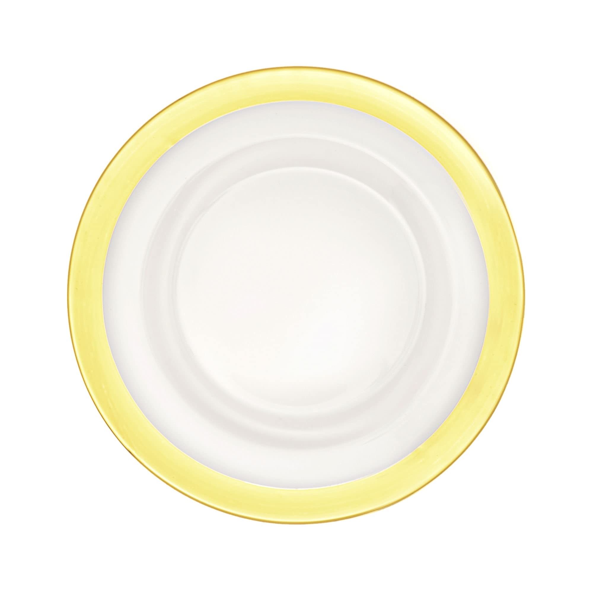 Elegant Gold Metallic Rim Glass Charger Plates - Set of 8, 13 Inch Diameter, Gloss Finish - Perfect for Weddings, Parties, Dinner Events & Quinceañeras - Durable Service Plates for Formal Dining & Special Occasions
