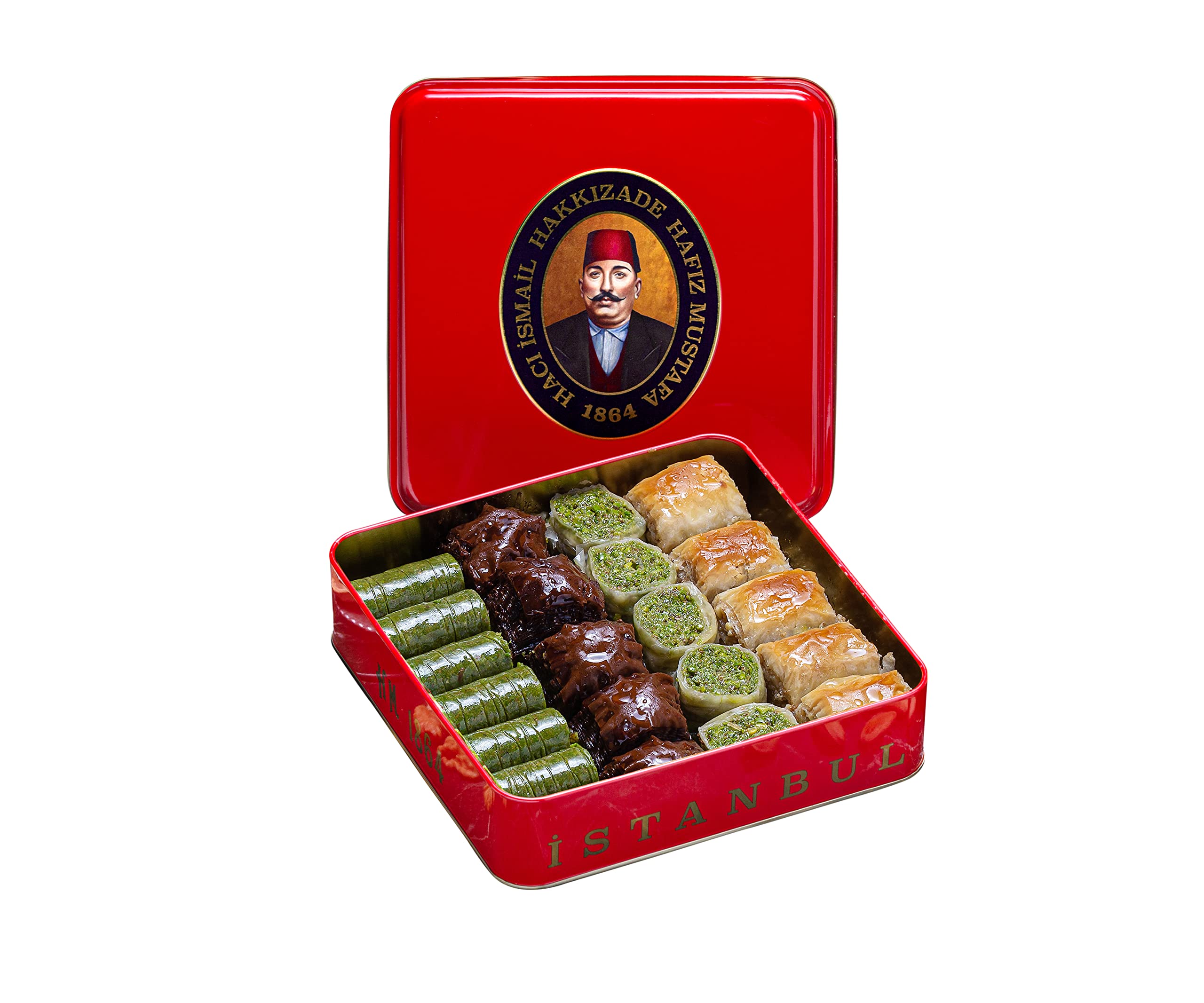 Premium Hafiz Mustafa 1864 Istanbul Baklava Pastry Gift Box - Authentic Turkish Baklava Dessert with Fresh Phyllo Dough, Pistachio, Hazelnut & Walnut - Perfect for Birthday, Christmas Gifts, Parties & Tea Time Snacks