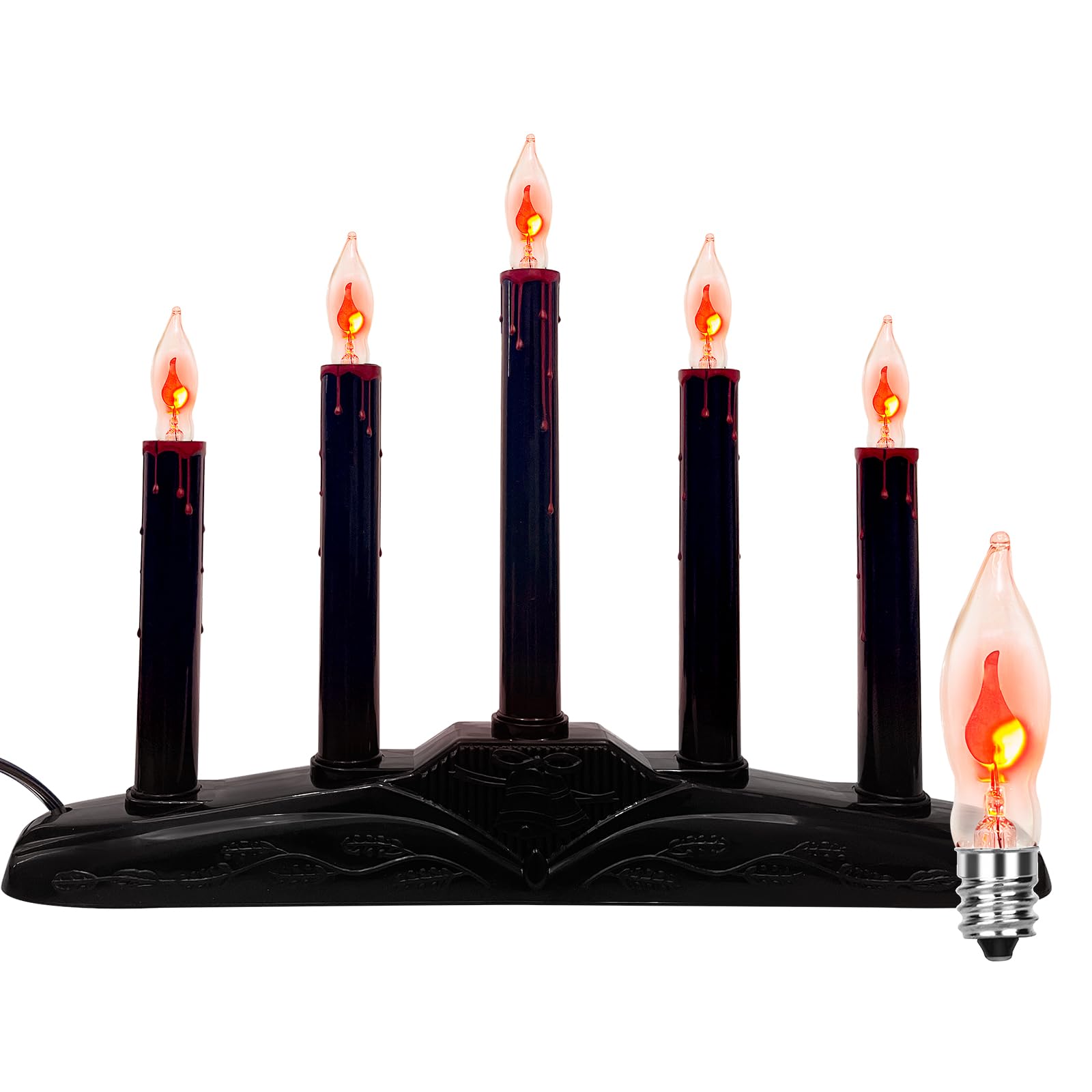 5-Pack Electric Window Candles - Flameless Flickering LED Candles with C18 Clear Flame Bulbs for Halloween & Christmas Decor - Indoor Plug-in Candle Lights for Windows, Tables, and Home Decoration - Perfect for Holiday Parties, Cozy Nights, and Festive Ambiance