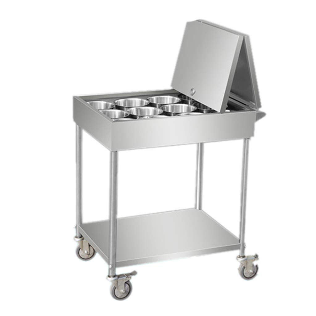 Stainless Steel Kitchen Island Cart with 12 Built-In Spice Racks & Locking Wheels - Mobile Work Table for Restaurants, Home Kitchens & Commercial Use - Perfect for Food Prep, Storage & Extra Counter Space