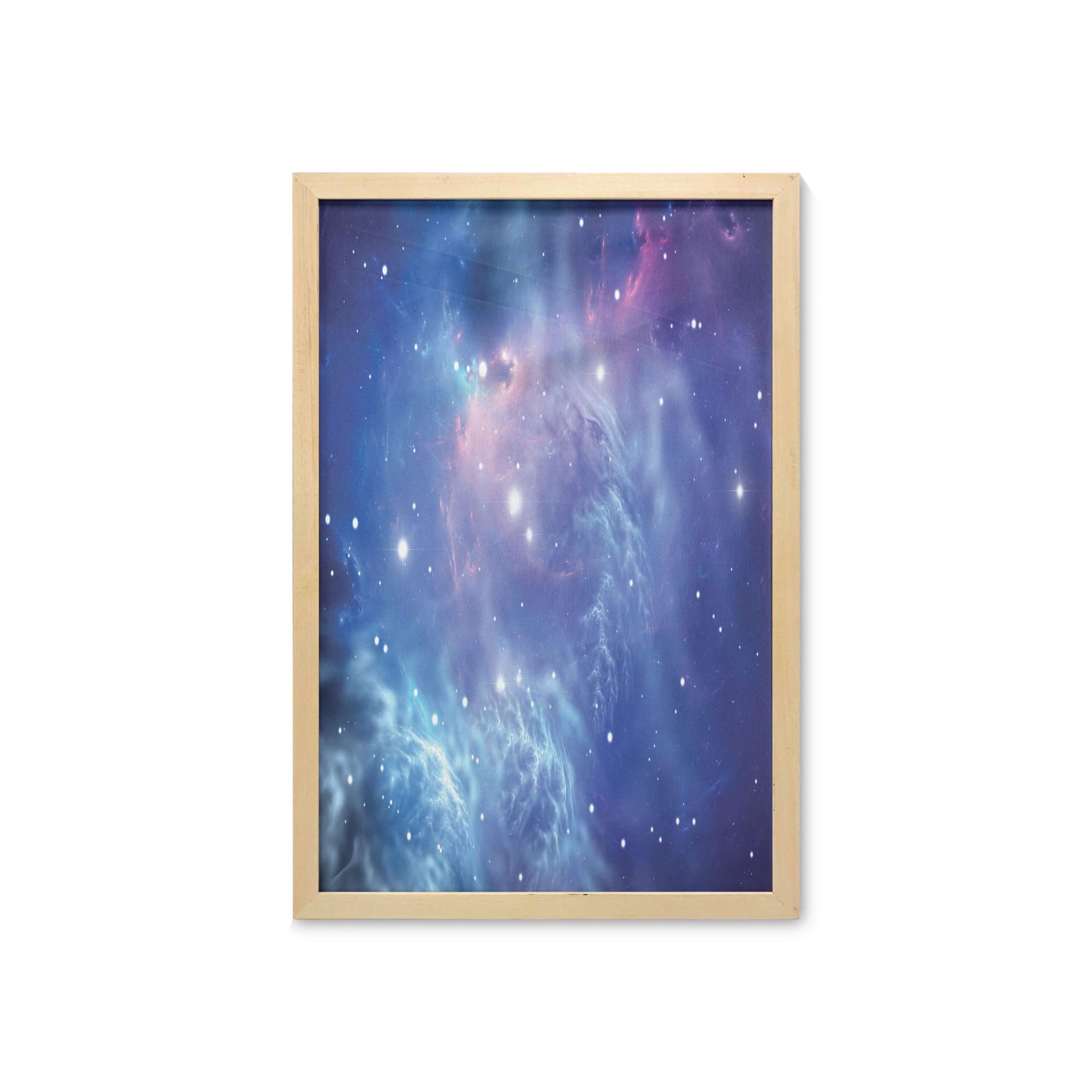 Ambesonne Outer Space Wall Art with Frame - Galaxy Nebula & Star Clusters Astronomy Print, Purple Navy Fabric Poster 23