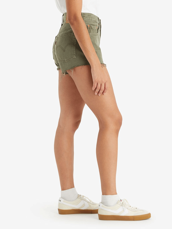 Levi's Women's 501 Original Shorts in Dusty Lichen Olive Green | High Waist Denim Shorts for Casual Wear & Summer Outfits