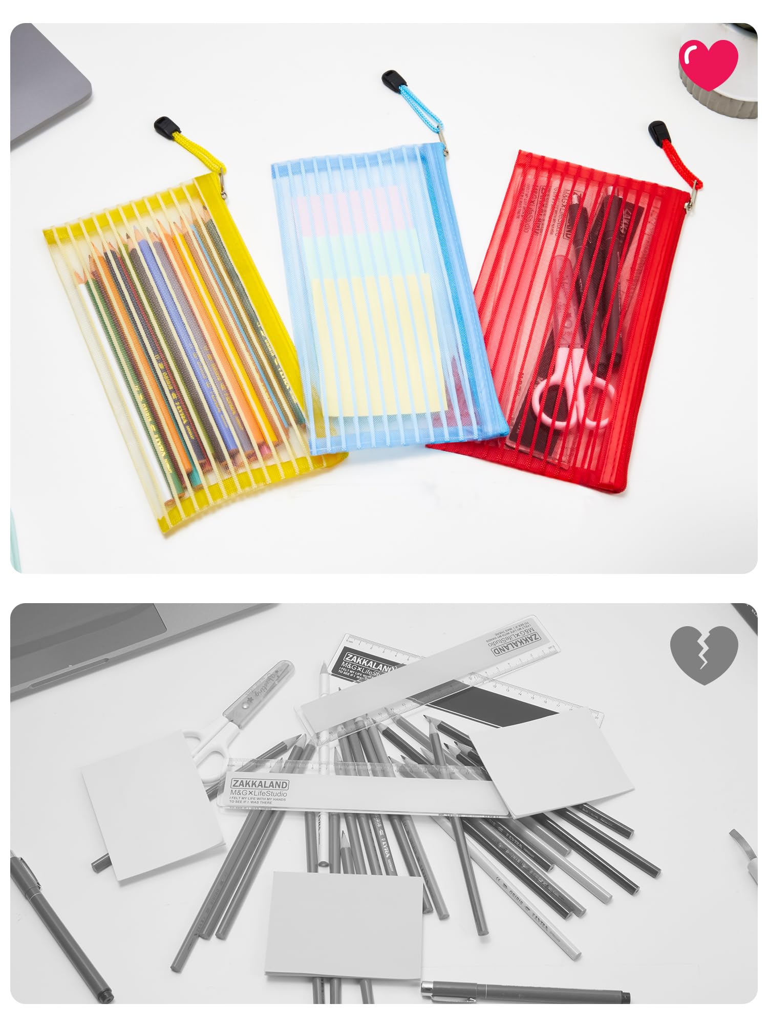 JARLINK 40-Pack Multicolor Mesh Pouch for School, Office & Travel