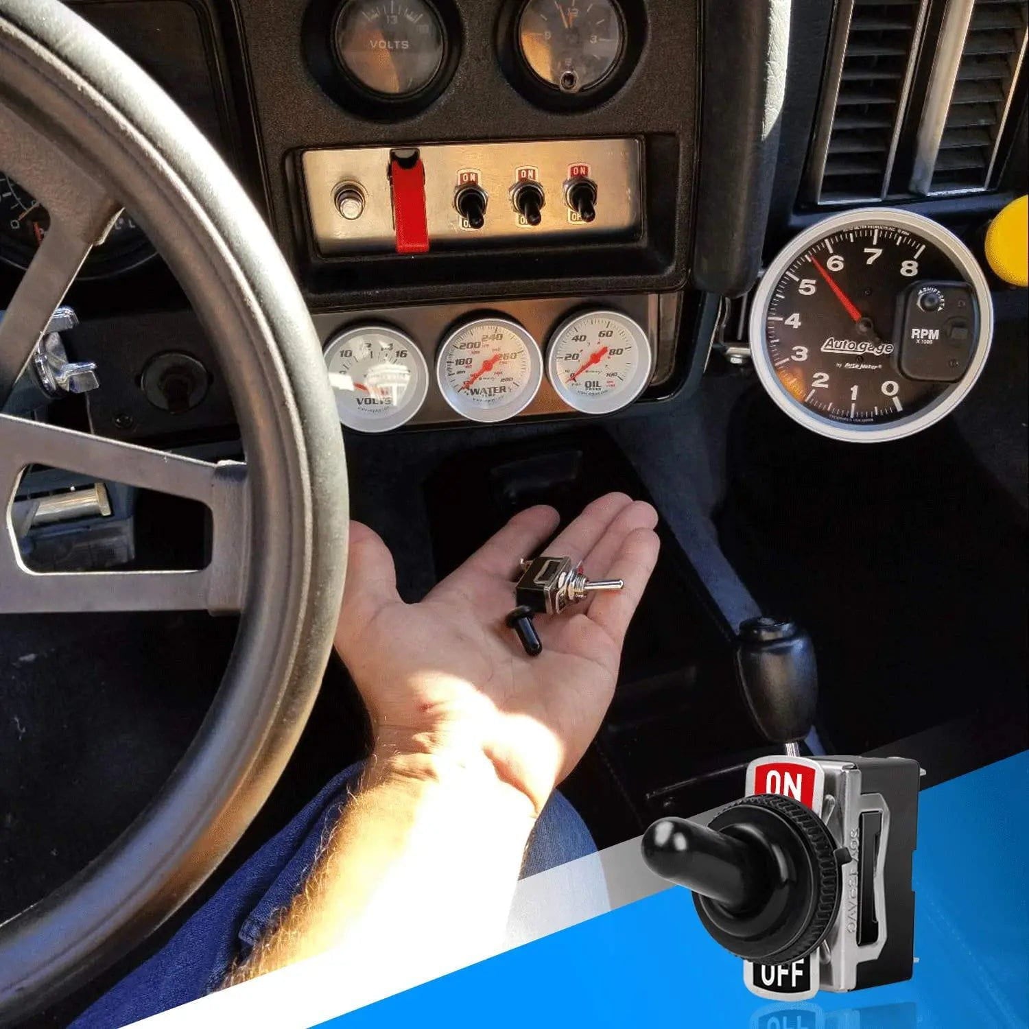 5Pack 2Pin ON/OFF SPST Toggle Switch - Heavy Duty Electrical Toggle Switches for DIY Electronics, Automotive, and Marine Applications - Perfect for Control Panels, Dashboards, and Home Projects