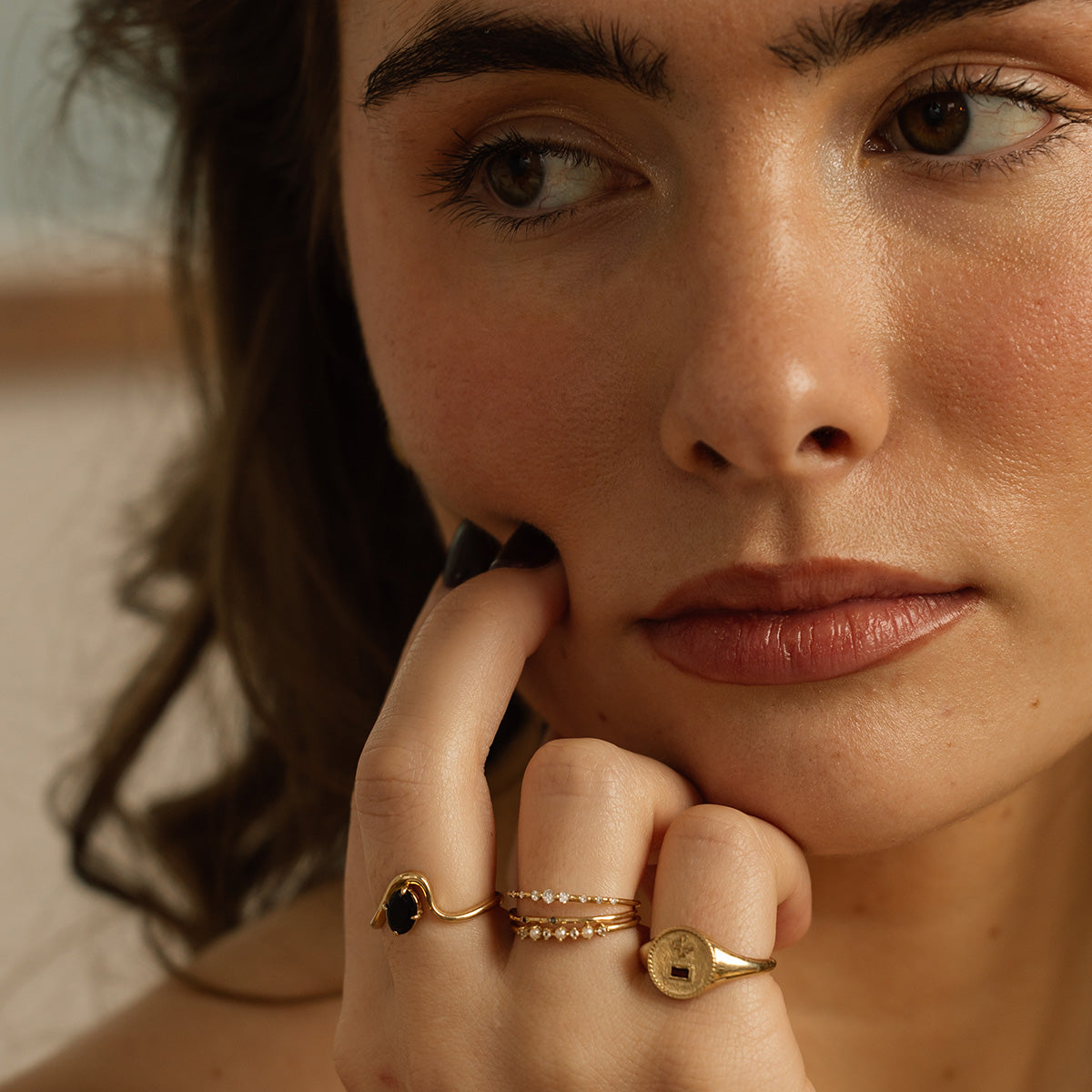 Solid Gold Pearl Trio Ring - Elegant 14K Gold Stackable Pearl Rings for Women | Perfect for Weddings, Anniversaries & Everyday Luxury Jewelry