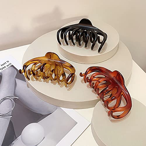 Vintage Hair Claw Clips 3PCS - Non-Slip Strong Hold Hair Barrettes with Interlocking Teeth for Women & Girls, Perfect for Shower, Styling and Everyday Use