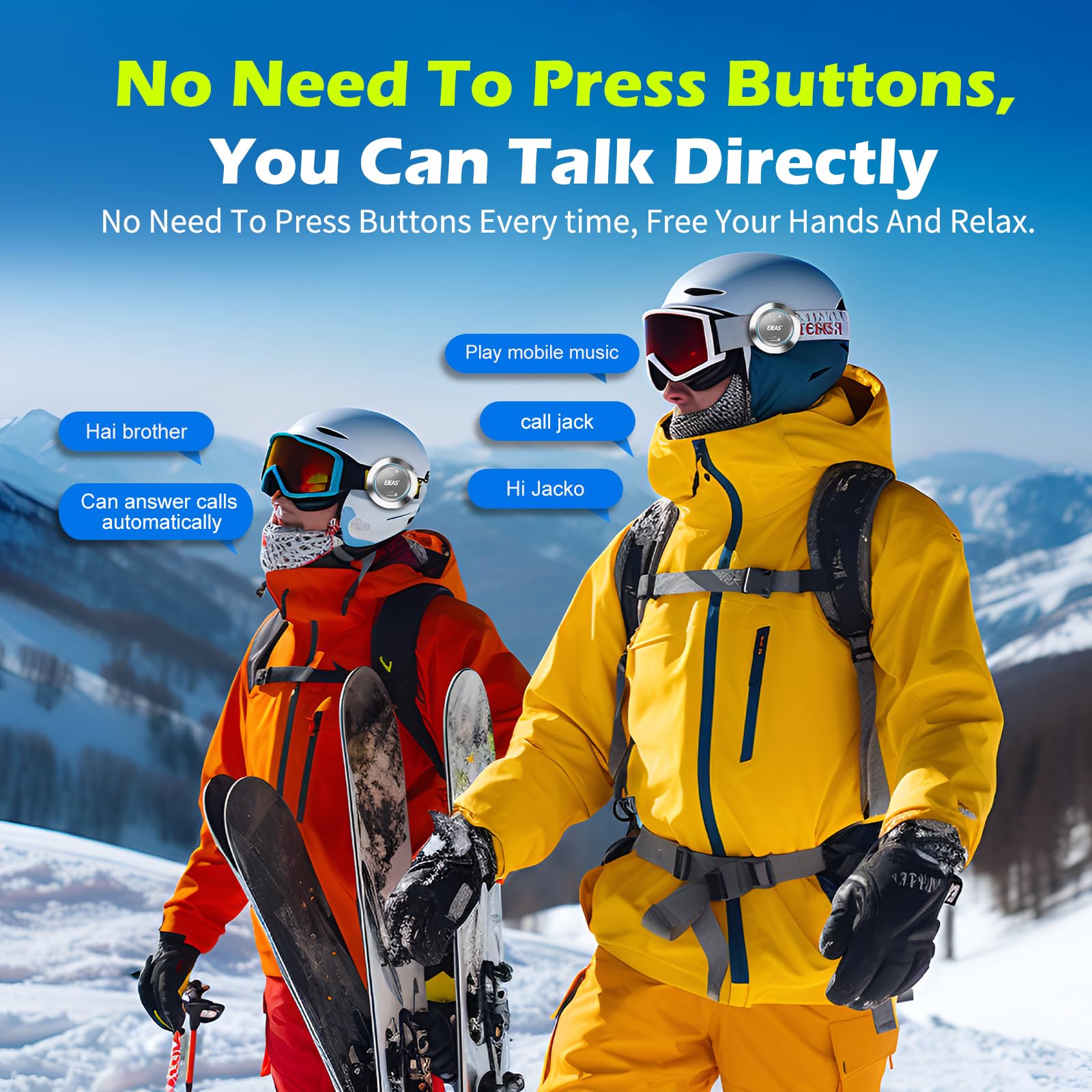 S2 Professional Wireless Intercom System for Skiing, Snowboarding & Cycling - Hands-Free Bluetooth Helmet Communication, Waterproof, HiFi Sound with Noise Cancellation - Perfect for Mountain Adventures, Group Rides & Outdoor Sports