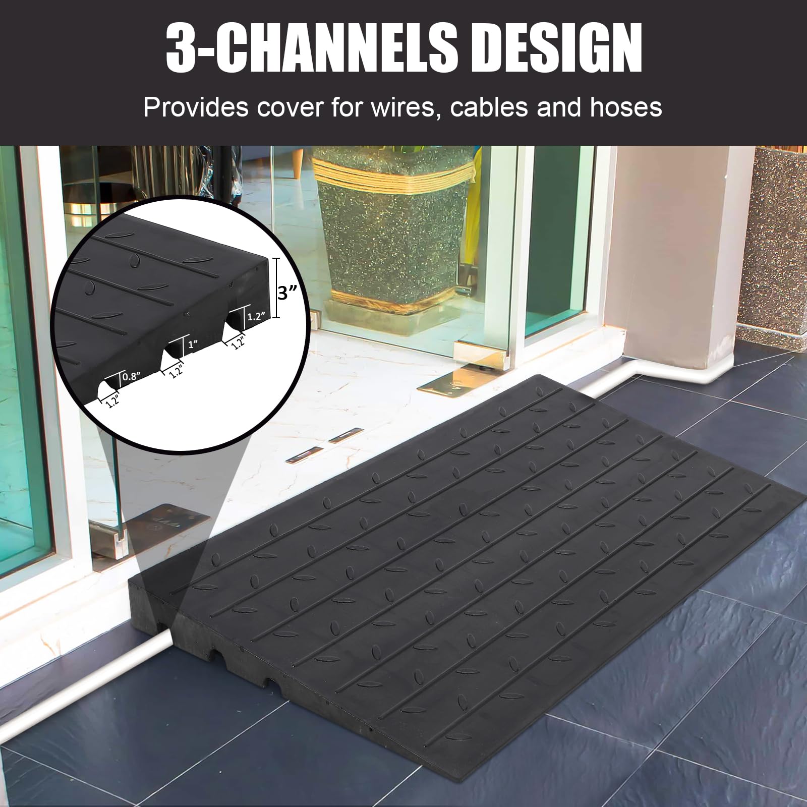 Heavy Duty Rubber Curb Ramp 24x42x2.5 Inch - 4.1 Inch Rise Height for Driveways, Trucks, Buses & Wheelchairs | Durable Threshold Ramp for Smooth Vehicle & Mobility Access | Perfect for Home, Warehouse & Commercial Use