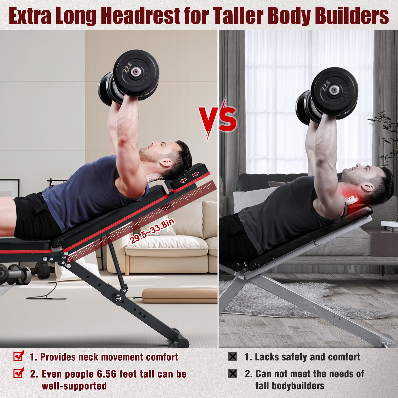 XDDIAS Adjustable Weight Bench for Home Gym - Foldable Exercise Bench with Leg Extension & Preacher Curl Pad - Quick Adjustment Incline Bench Press for Strength Training & Full Body Workouts - Perfect for Small Spaces & Home Fitness Routines