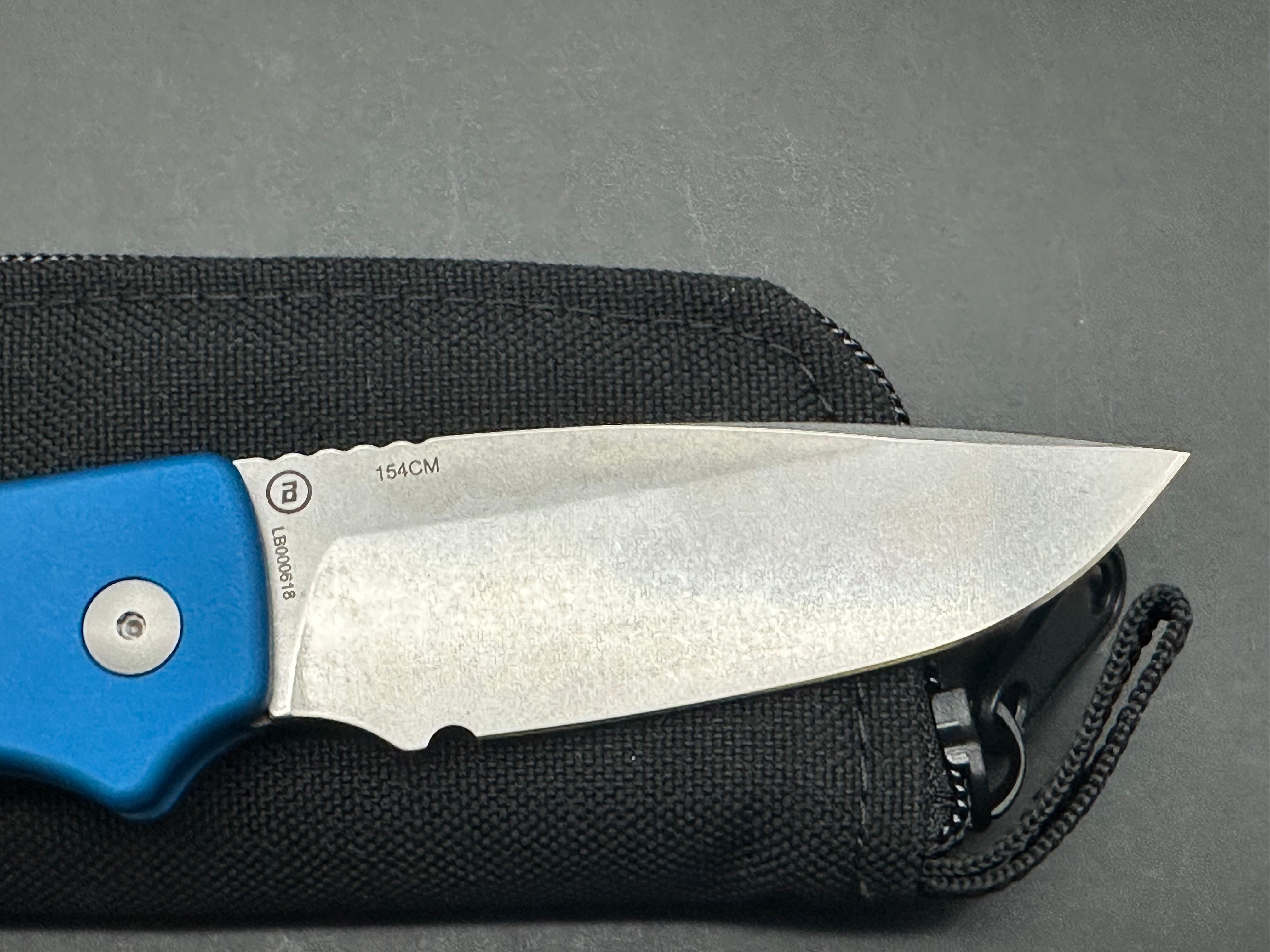 Hogue Ballista Drop Point Automatic Knife - Matte Blue Finish - Tactical EDC Knife for Outdoor, Camping & Survival Use