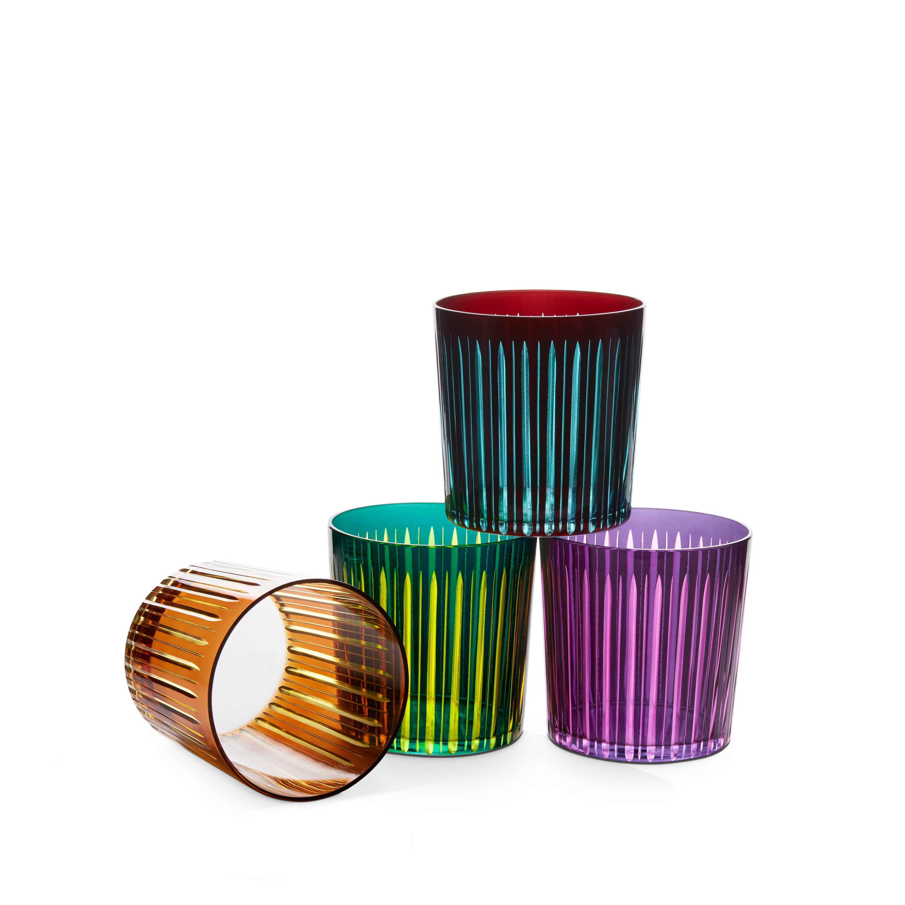 Premium Prism Double Old Fashioned Whiskey Glasses - Set of 4, Heavy Base Cocktail Glasses for Bourbon, Scotch & Whiskey - Perfect for Home Bars, Gifts & Entertaining