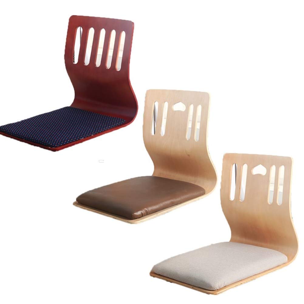 Japanese Floor Chair with Padded Cushion - Wooden Legless Tatami Recliner for Living Room, Bay Window & Meditation - Comfortable Lazy Sofa for Relaxing, Reading & Small Space Living