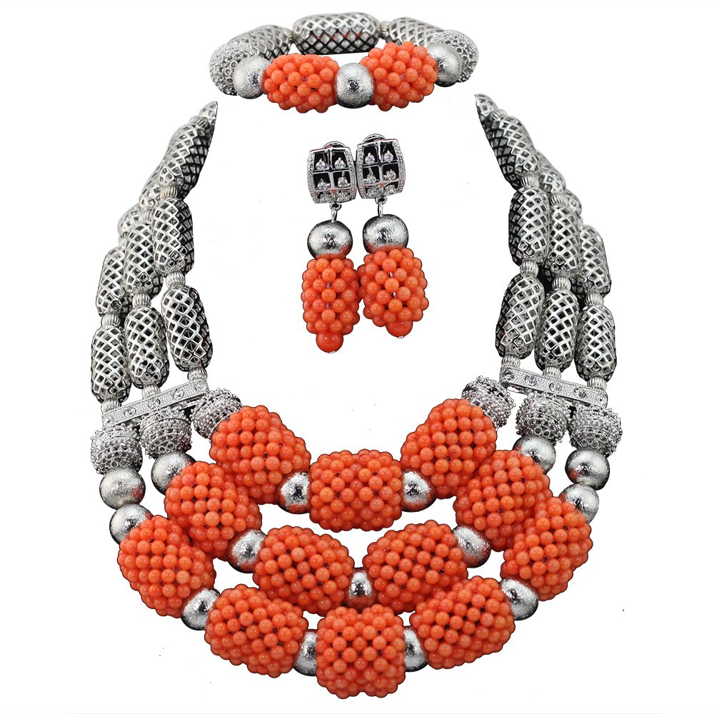 Red Beads Statement Necklace Set for Women | Dubai Gold African Nigerian Beaded Jewelry | Elegant Wedding & Bridal Accessories | Perfect for Special Occasions & Cultural Celebrations