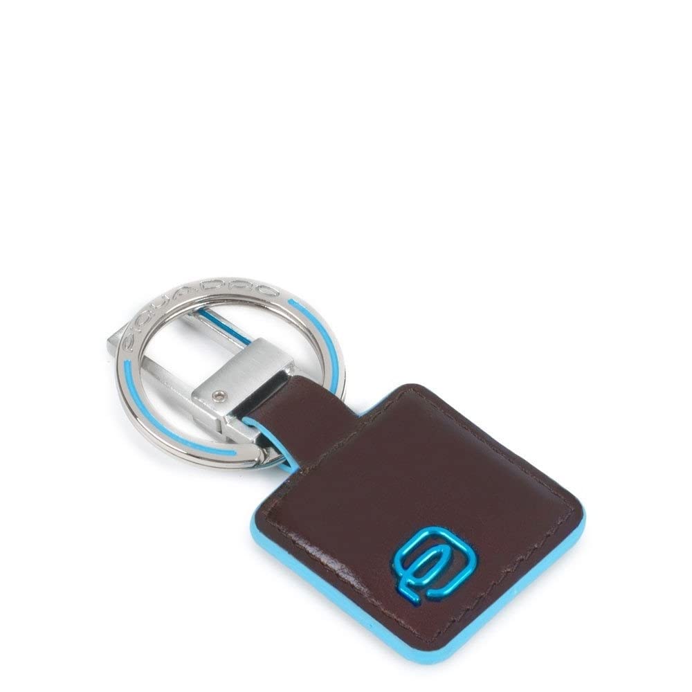 Premium PIQUADRO Leather Keychain with Engraved Mahogany Plaque - 7cm Elegant Key Ring for Men & Women - Perfect Gift for Office, Travel & Everyday Use