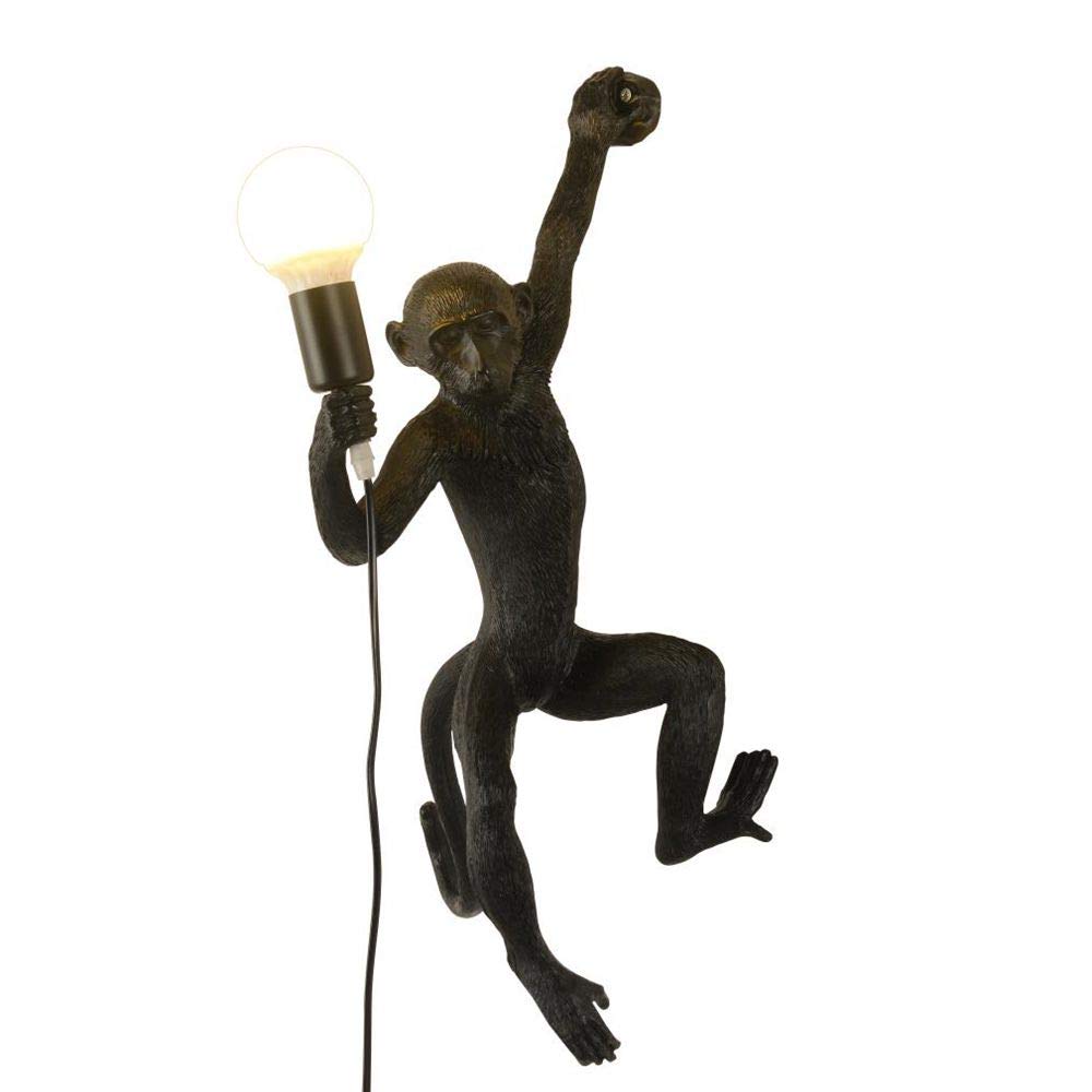 Vintage Industrial Wall Light Fixture - Resin Monkey Wall Lamp for Living Room, Kids Bedroom, Nursery, Club & Bar Decor - Black Antique Lighting for Home & Commercial Use