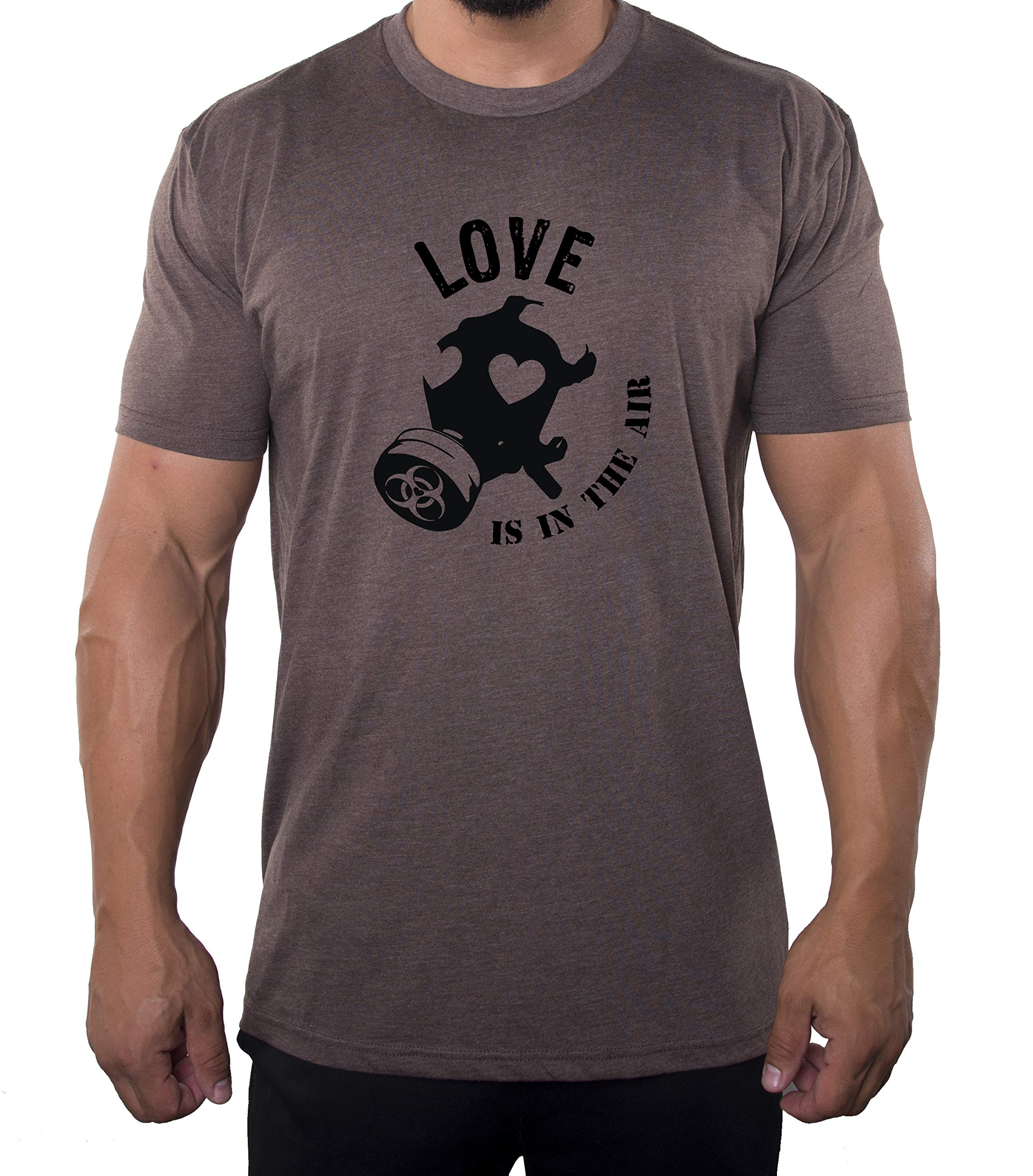 Love is in The Air Gas Mask Graphic T-Shirt for Men - Valentine's Day Novelty Tee - Perfect for Couples Gifts, Date Nights & Alternative Fashion