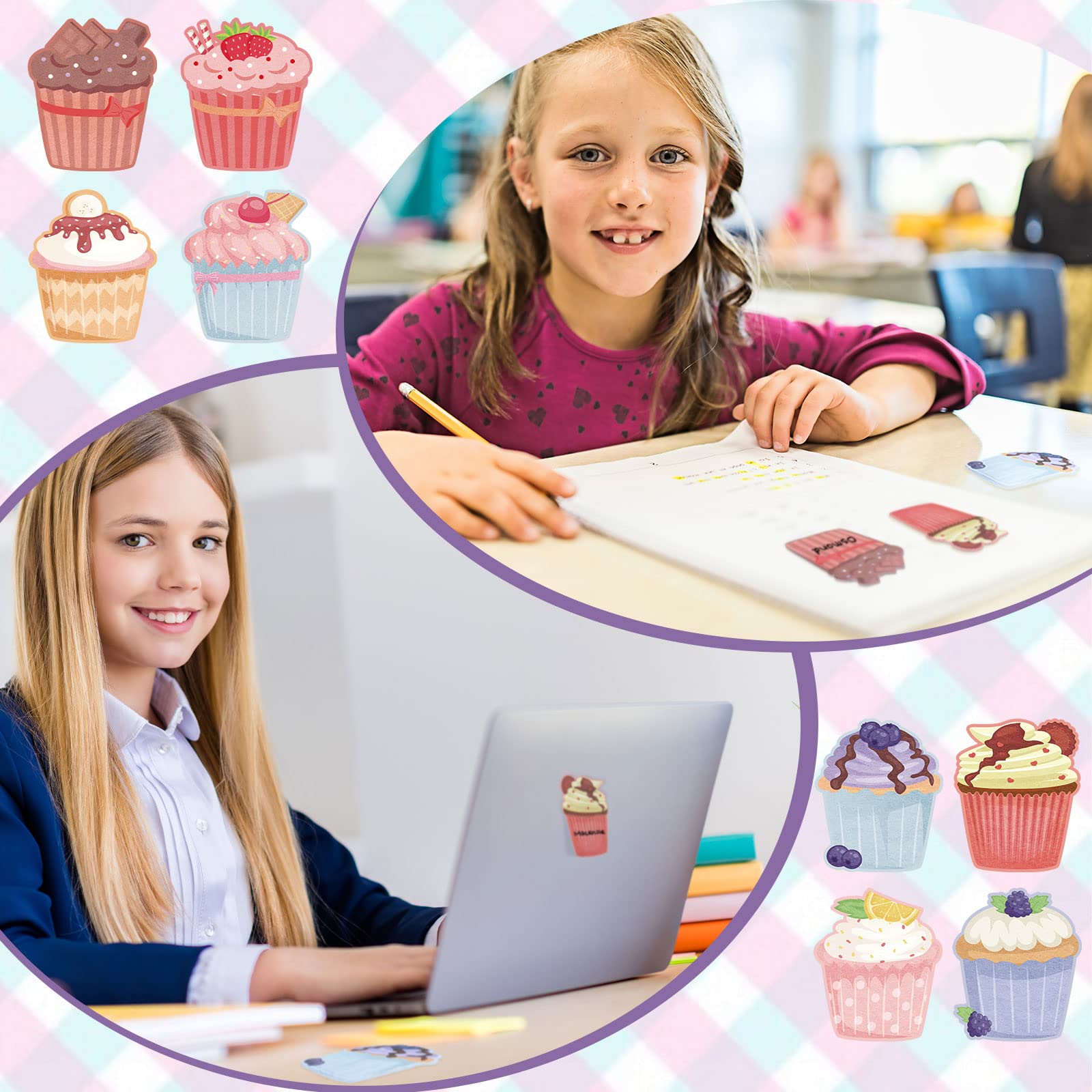 Geyee 8 Pcs Cupcake Shaped Sticky Notes - Cute Kawaii Food-Themed Memo Pads for Home, Office & School - Perfect for Notebooks, Bookmarks & Study Supplies - Fun Yummy Snack Design for Students & Work Organization