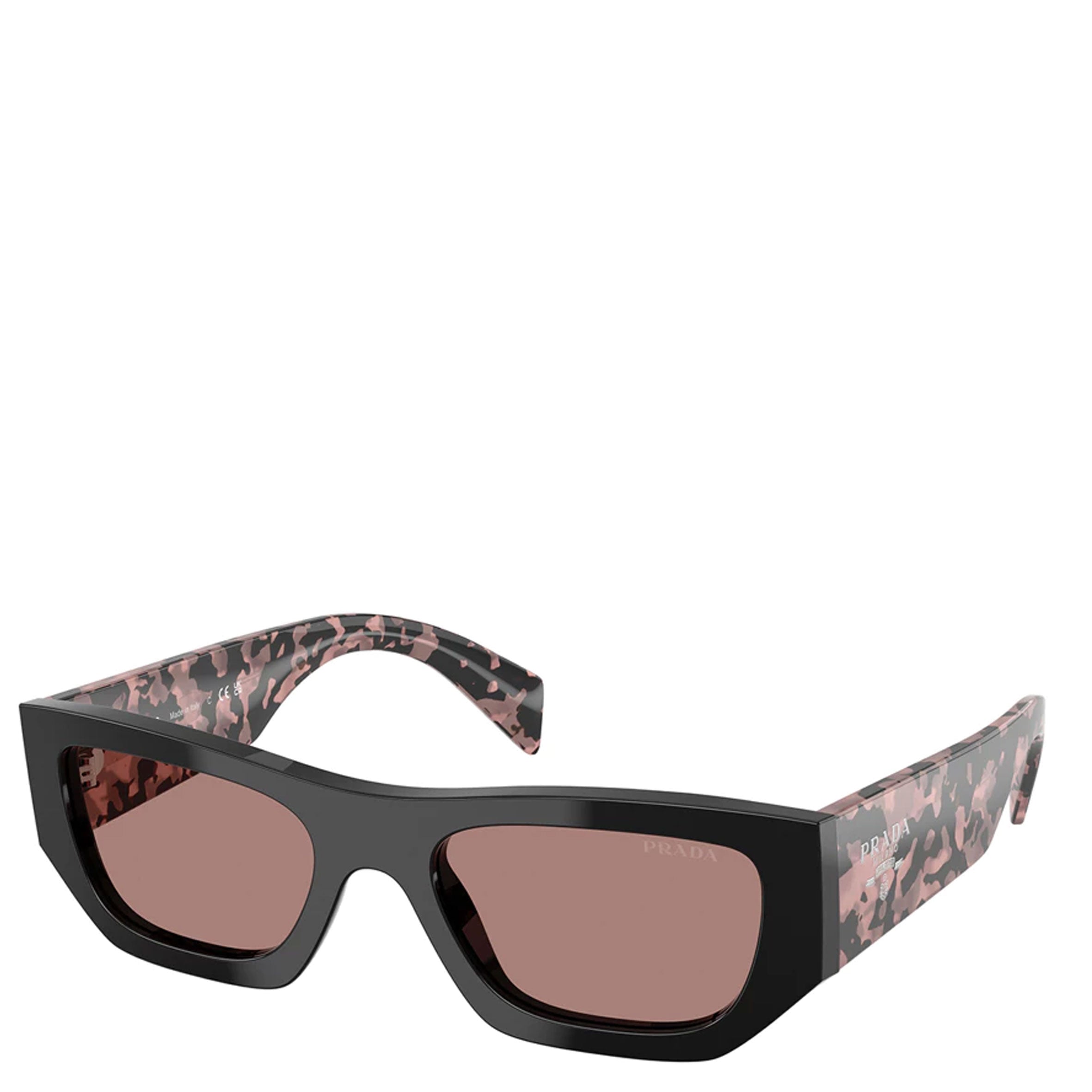 PRADA 0PR A01S Rectangle Sunglasses for Women - Pink Tortoise Frame with UV Protection - Perfect for Beach, Driving & Fashion Outfits