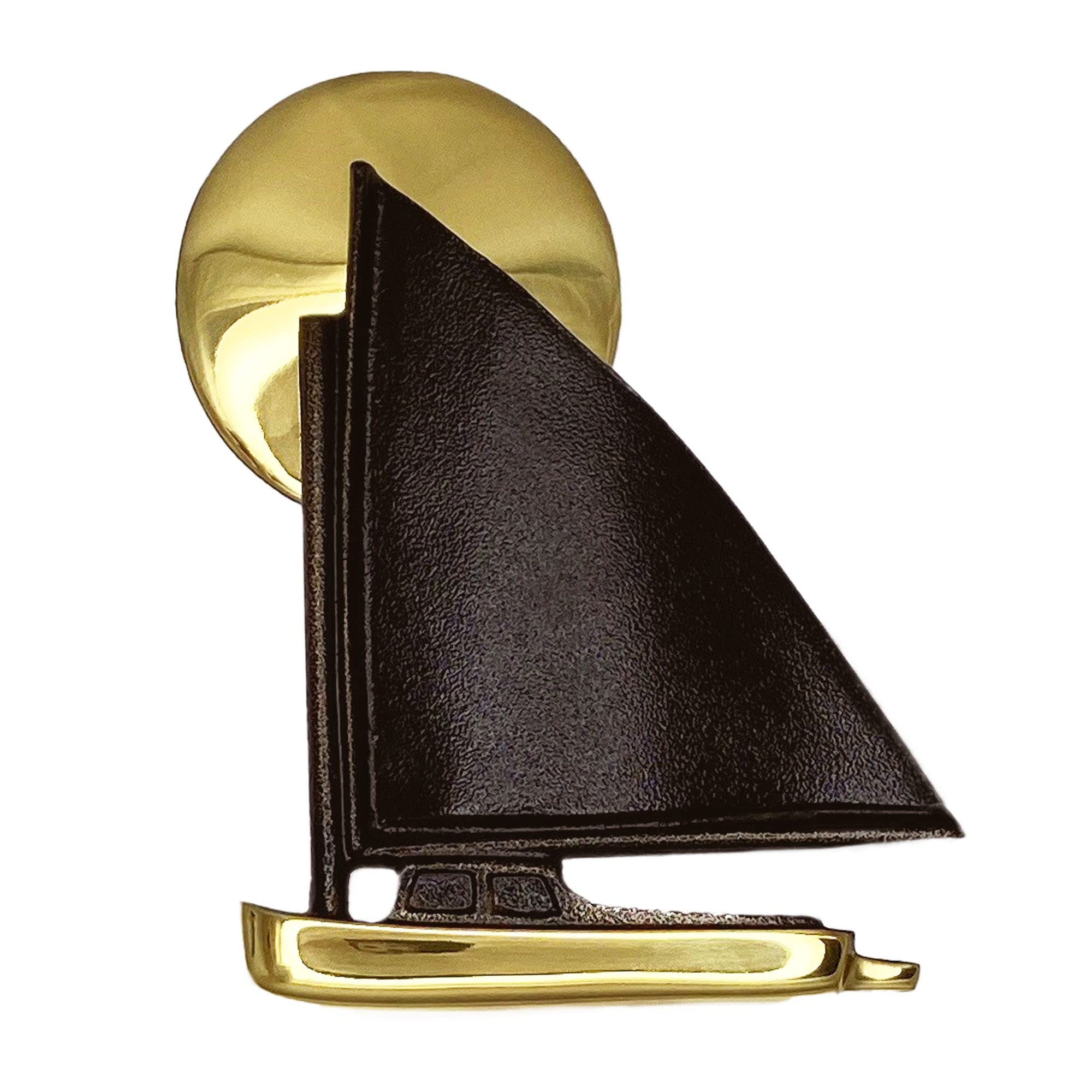 Premium Brass/Bronze Catboat at Sunset Door Knocker - Handcrafted Nautical Decor for Coastal Homes, Beach Houses & Cottage Style Entryways