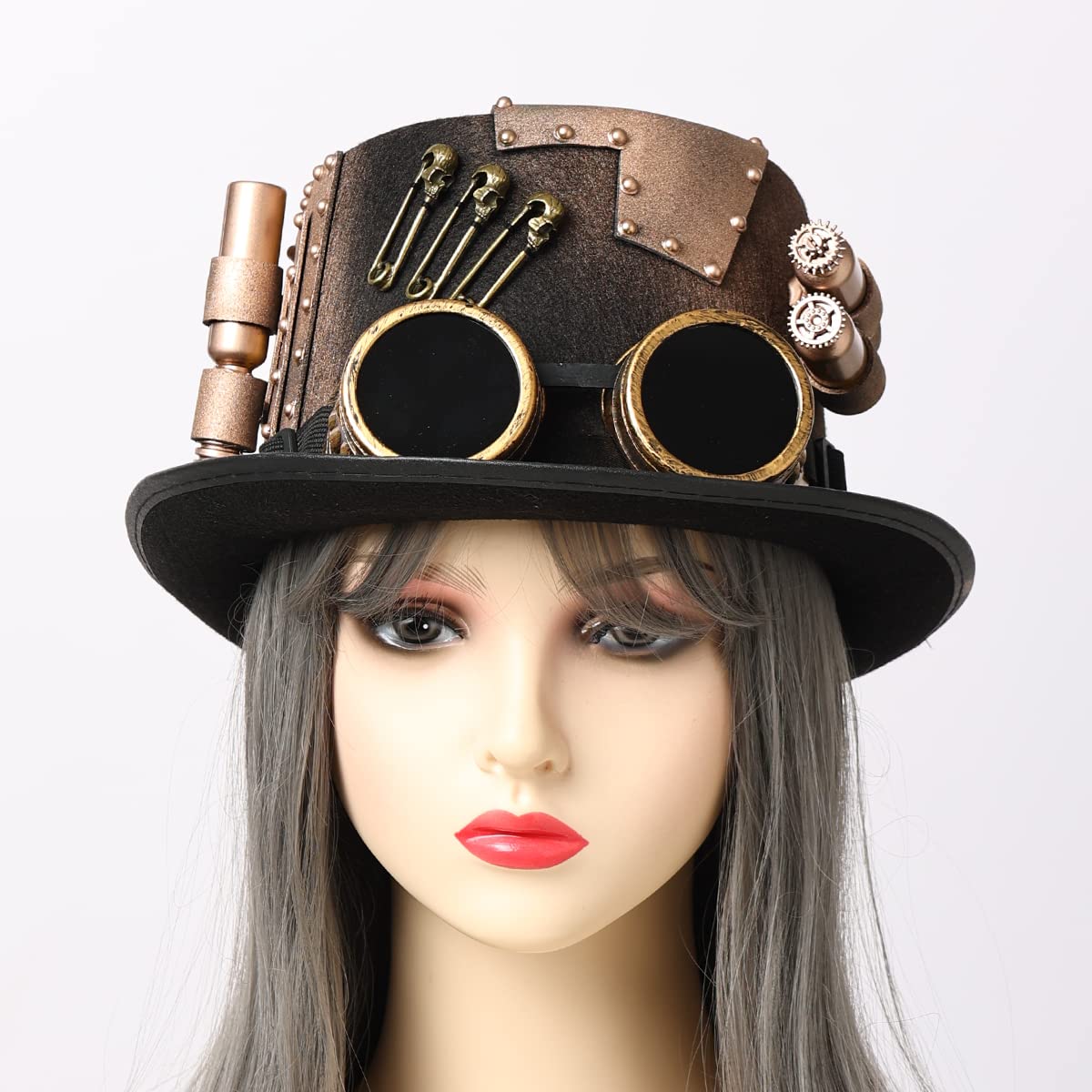Steampunk Top Hat with Goggles for Women & Men - Victorian Gothic Halloween Costume Accessory - Perfect for Cosplay, Renaissance Fairs, and Themed Parties
