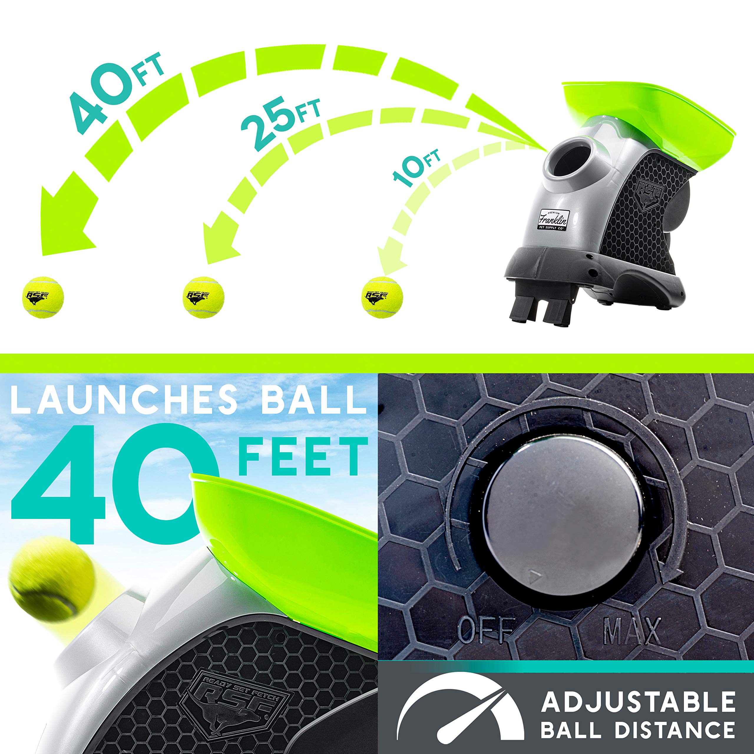 Franklin Pet Supply Co. Automatic Tennis Ball Launcher for Dogs - Interactive Fetch Toy with Authentic Tennis Balls - Perfect for Outdoor Play, Backyard Exercise & Training Sessions