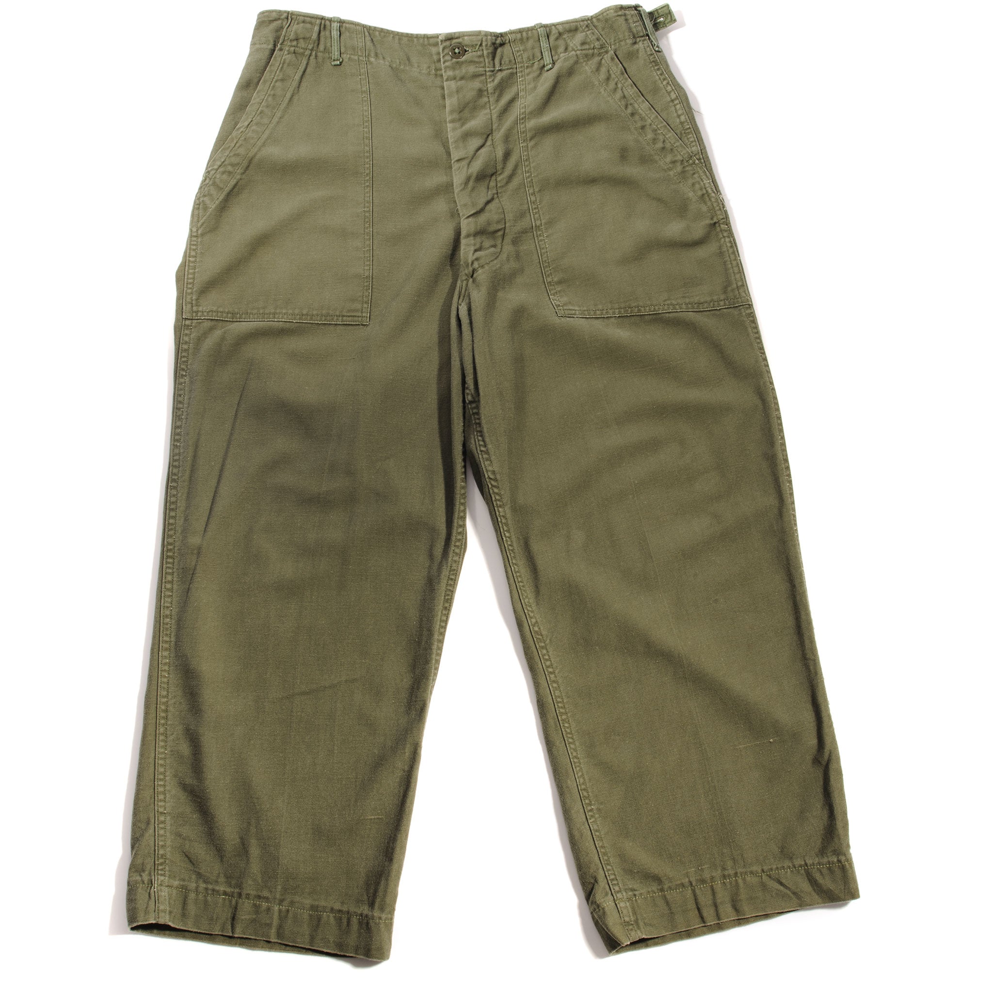 US Army OG-107 Sateen Utility Trousers - Vietnam War Era (1963) - Size W36 L25 Large - Vintage Military Pants for Reenactment & Outdoor Work