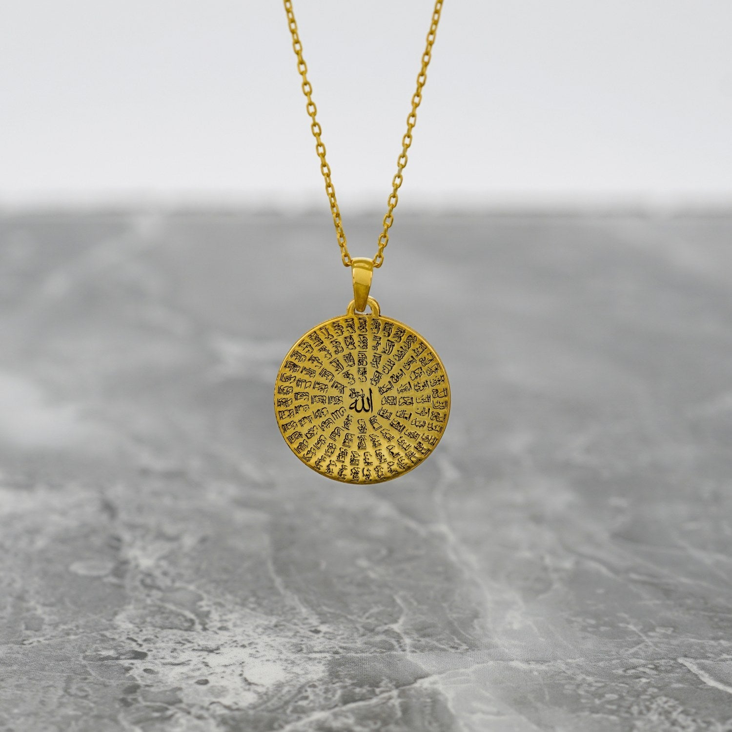 Islamic Necklace - Asma Ul Husna 18K Gold Plated Silver Pendant | Elegant Muslim Jewelry for Women | Perfect for Eid, Wedding & Daily Wear