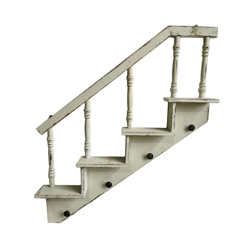 Stair-Shaped Wall Mounted Flower Shelf - Rustic Wooden Display Rack for Plants, Books & Home Decor | Perfect for Living Room, Bedroom & Indoor Wall Organization