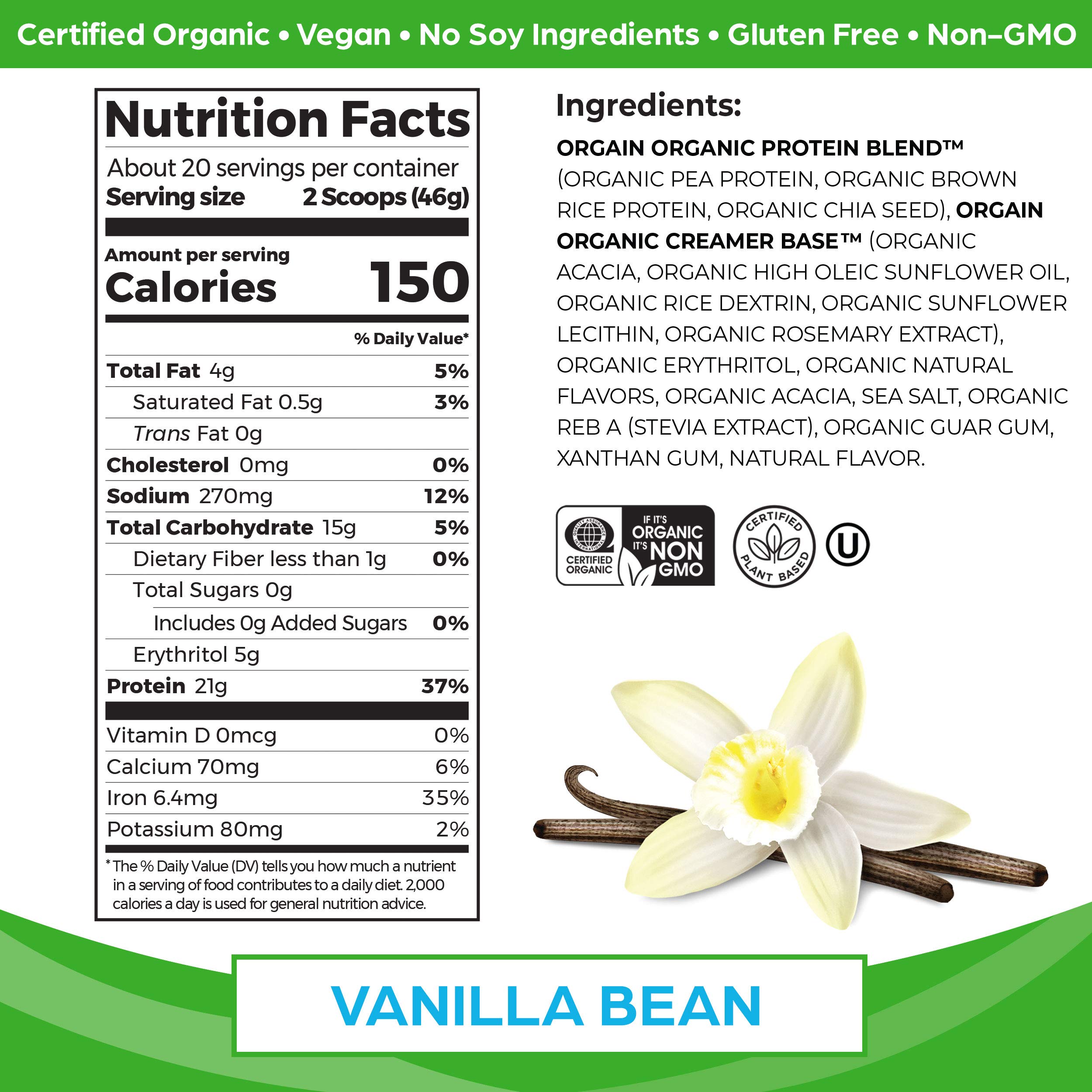 Orgain Organic Vegan Protein Powder - Chocolate Peanut Butter & Vanilla Bean (21g Protein Each) | Plant-Based, Gluten Free, Non-GMO Protein Supplement | 4.06 Lbs for Post-Workout Recovery & Healthy Smoothies