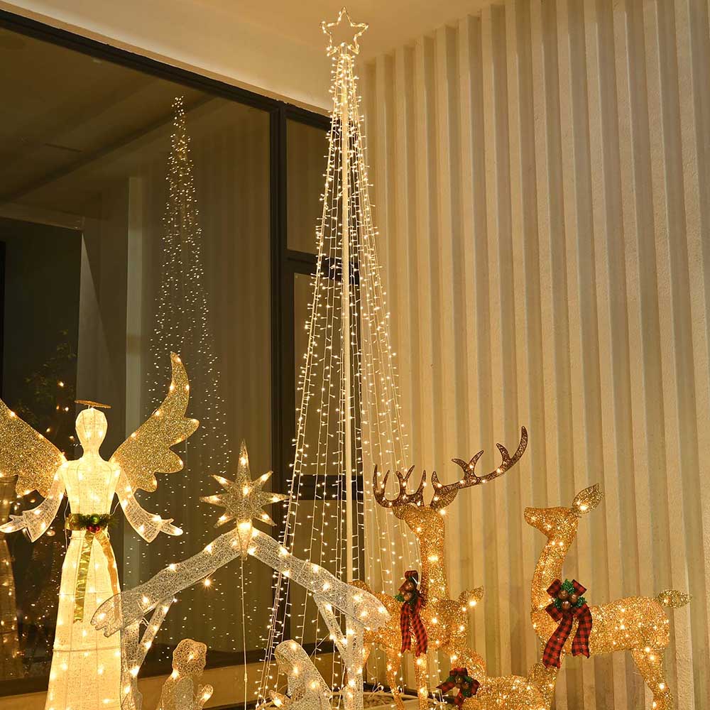 12ft Solar Powered Outdoor Christmas Tree with LED Lights - Perfect for Holiday Decorations, Patio, Garden, and Front Yard Festive Lighting