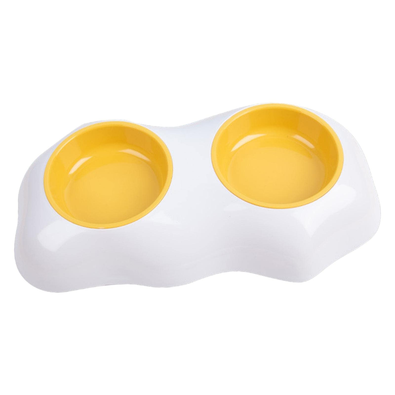 Lyla Egg Yolk Design Detachable Double Pet Food Bowl - Durable Plastic Dog & Cat Feeder for Mealtime - Perfect for Home, Travel & Outdoor Use