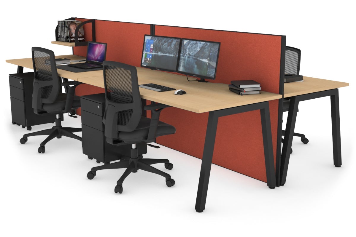 Horizon Quadro 4-Person Office Workstation Bench with A-Legs - 1200L x 800W with Cable Management - Perfect for Collaborative Workspaces & Open Office Environments