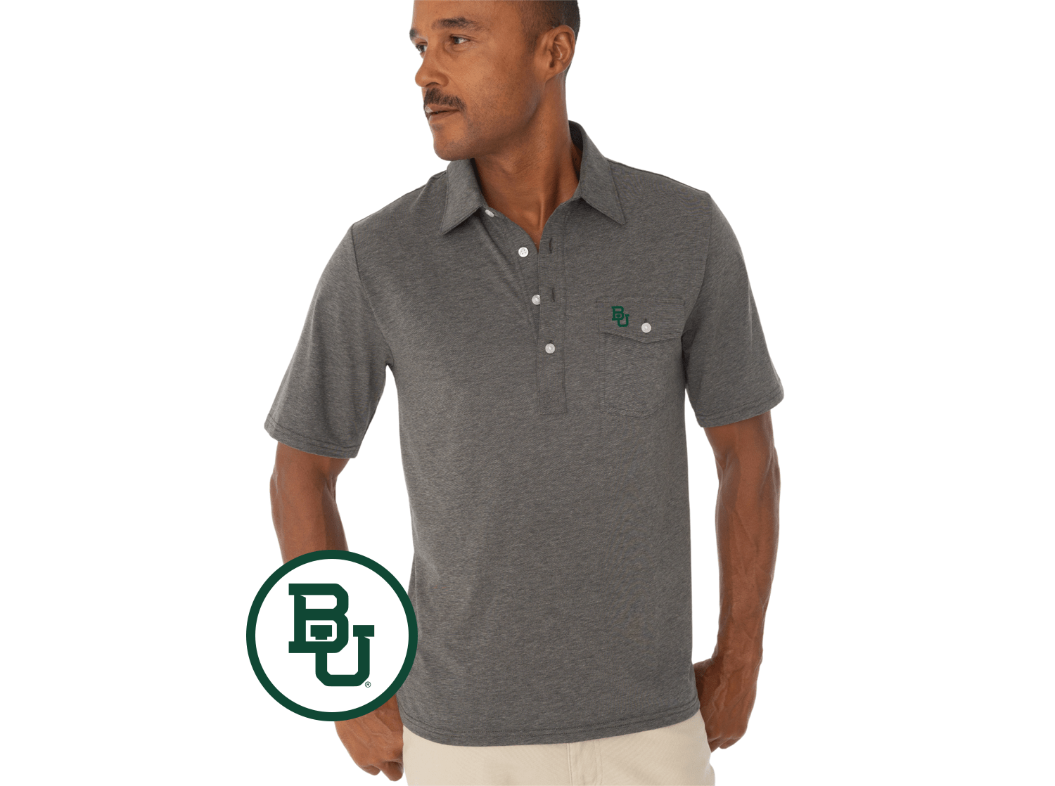 Baylor Coach's Performance Players Shirt - Moisture-Wicking Interlock Fabric - Heather Grey - Perfect for Training, Games & Team Sports