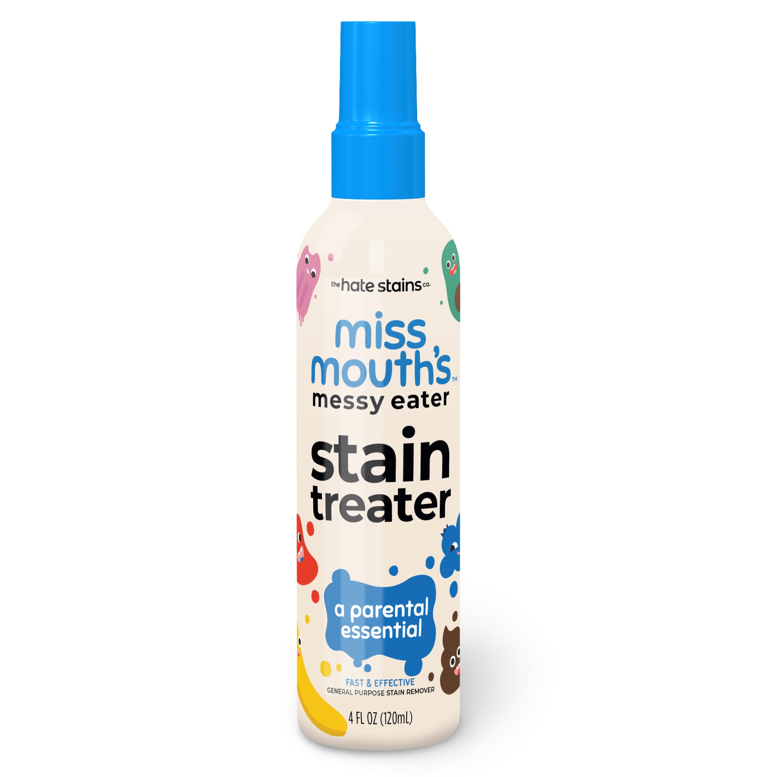Miss Mouth's Messy Eater Stain Treater Spray - 4oz Baby Stain Remover for Food, Grease & Coffee - Safe for Newborn Clothes & Underwear - No Dry Cleaning Needed - Perfect for Laundry & Fabric Care at Home