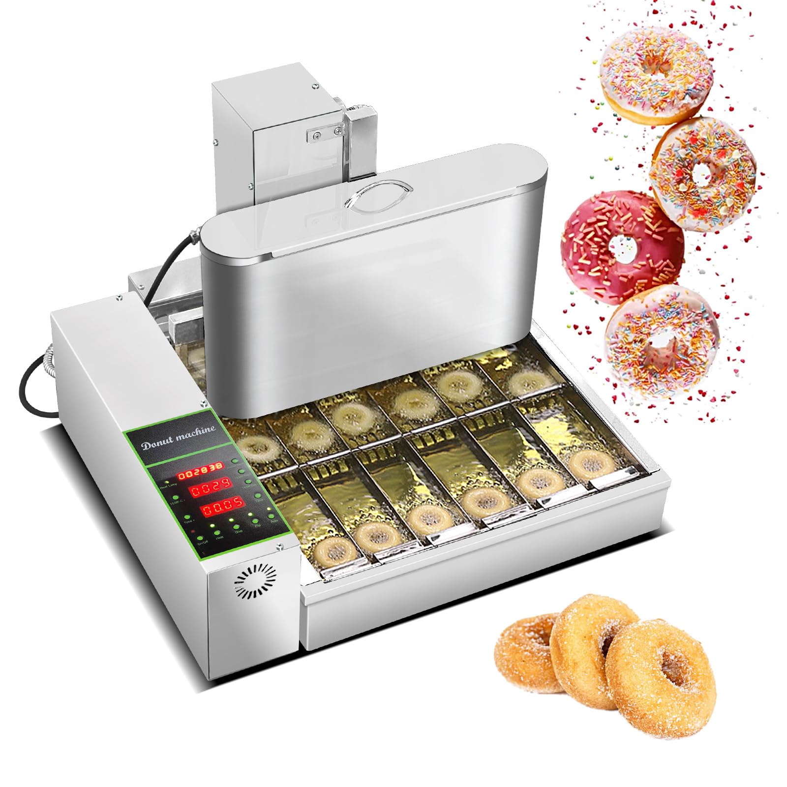 Kolice Commercial Mini Donut Maker Machine - 2600pcs/Hour, 6-Row Doughnut Fryer for Street Food & Snack Business - Perfect for Fairs, Carnivals, and Food Trucks