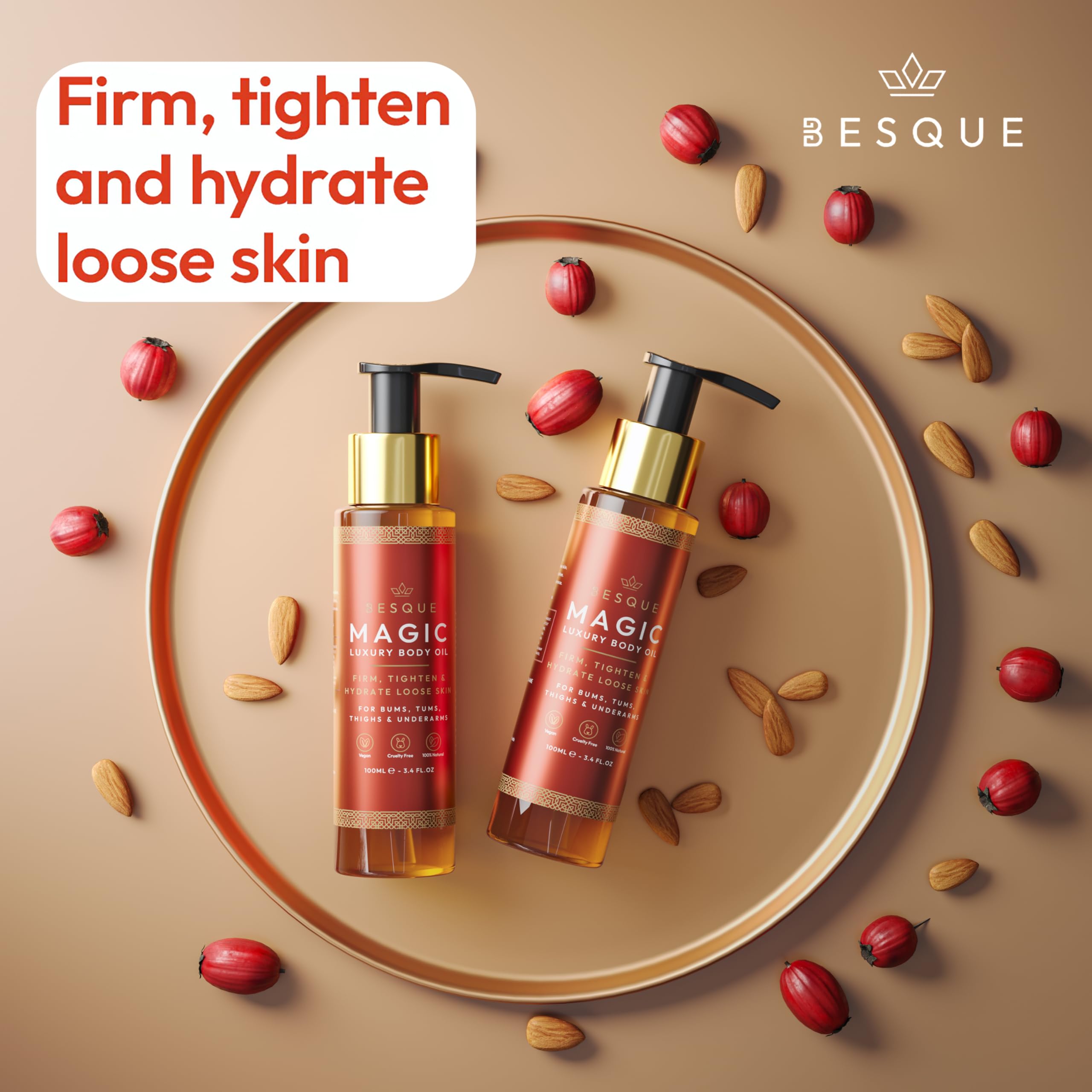 Magic Body Oil for Women - 3.38 FL OZ Hydrating & Firming Skin Care with Natural Ingredients, After Shower Moisturizer to Plump & Tighten Skin, Luxury Spa Gift Set (Pack of 2) - Perfect for Post-Shower Hydration, Daily Skincare Routine & Relaxing Spa Nights at Home