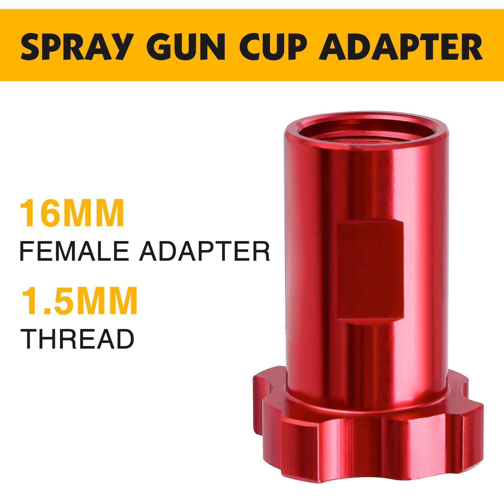 B4B BANG 4 BUCK HVLP Spray Gun Cup Adapter - 16mm Female Thread (1.5mm) Compatible with PRO-33, PRO-44, PRO-88 Models - Perfect for Automotive Painting & DIY Home Projects