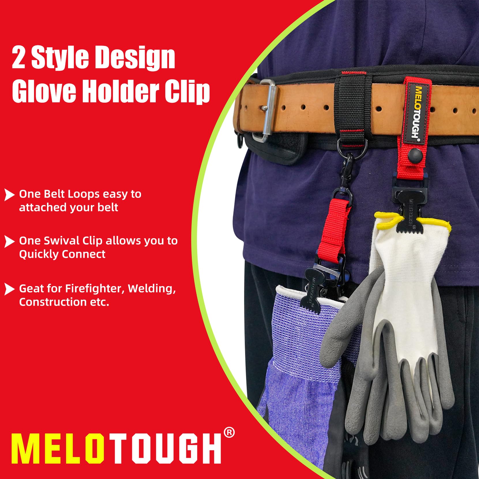 Firefighter Glove Strap - Heavy Duty Work Glove Holder with Swivel Snap Hook & Alligator Clip for Firefighters, Construction & Outdoor Work | Secure Glove Storage for Emergency Response, DIY Projects & Industrial Use