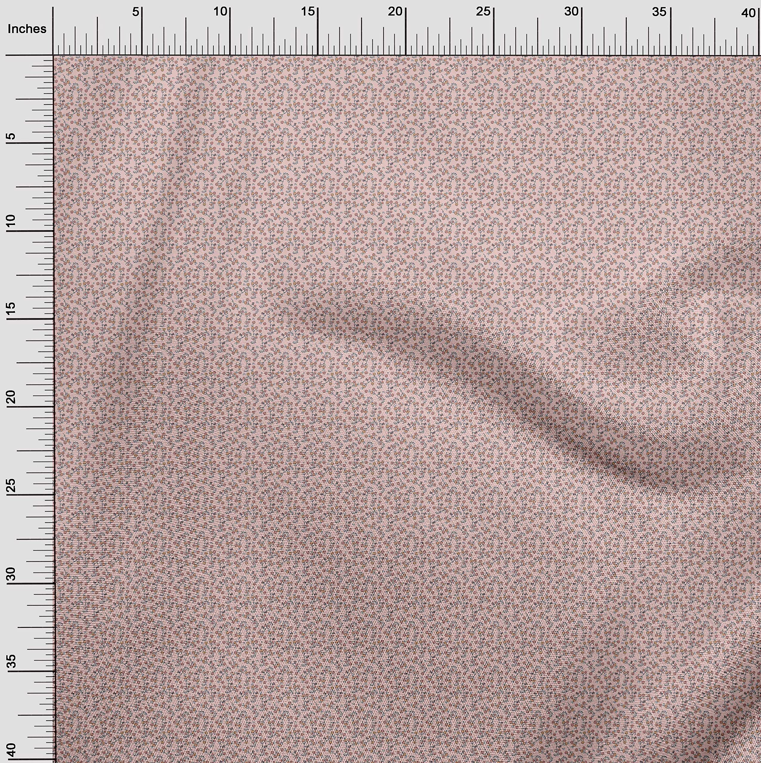 oneOone Cotton Cambric Light Pink Floral Ditsy Print Fabric by The Yard - 56 Inch Wide Soft Dress Material for DIY Clothing, Quilting & Home Decor Projects